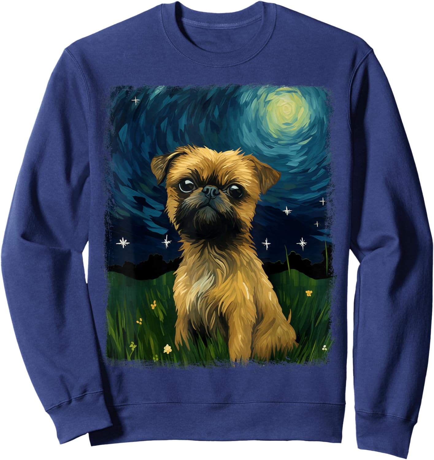 Brussels Griffon Dog Starry Night Painting Sweatshirt - Sweatshirt | Navy