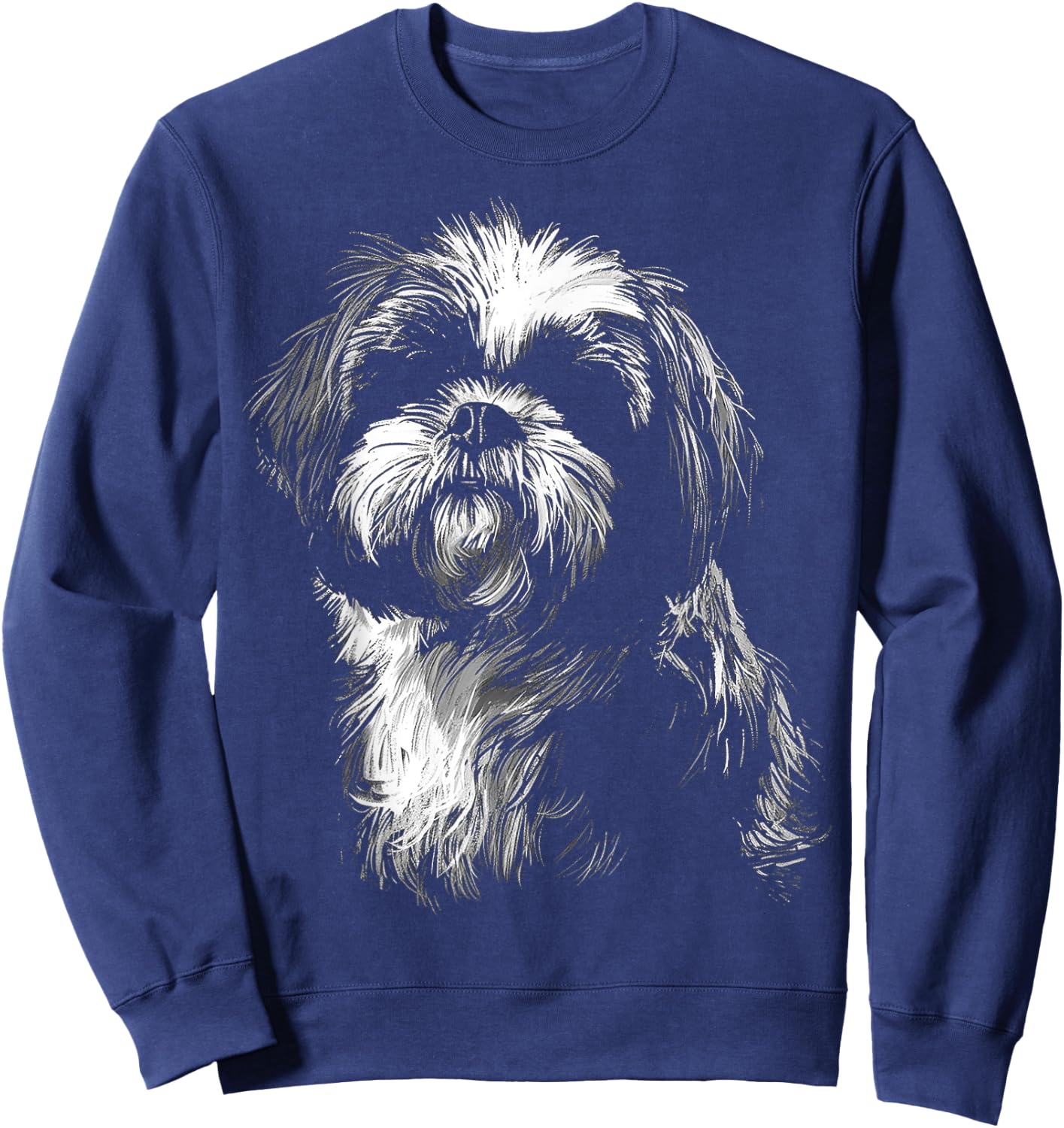 Dog Lover Cute Drawing Animal Pet Art Graphic Shih Tzu Women Kids Sweatshirt - Sweatshirt | Navy