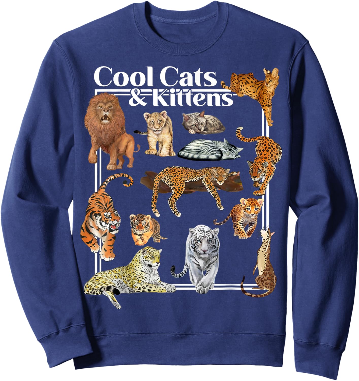 Cat Tiger Lion Leopard Feline Funny Gifts Women Kids Sweatshirt - Sweatshirt | Navy