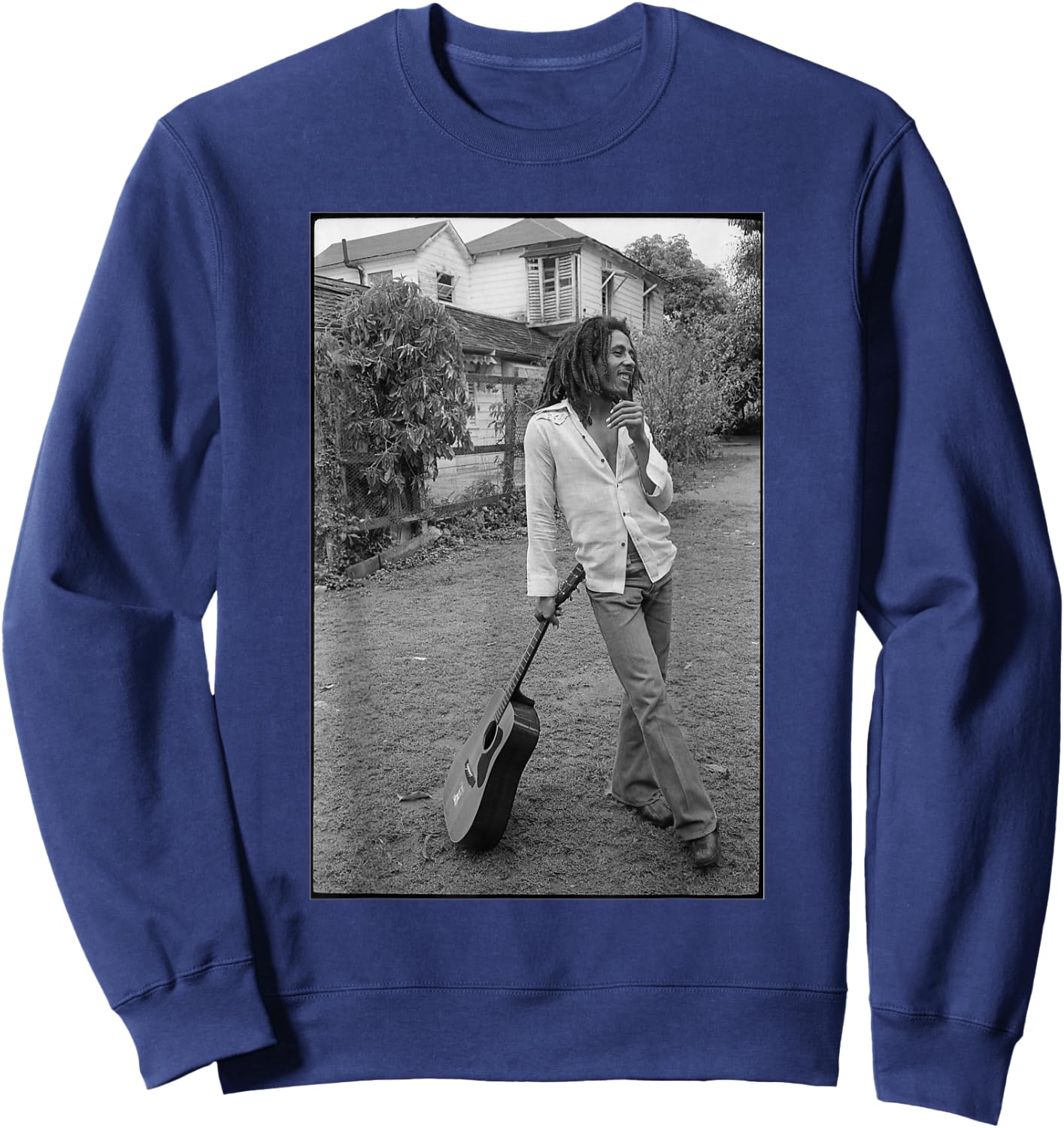 Bob Marley x David Burnett Black & White Guitar Photo Sweatshirt - Sweatshirt | Navy