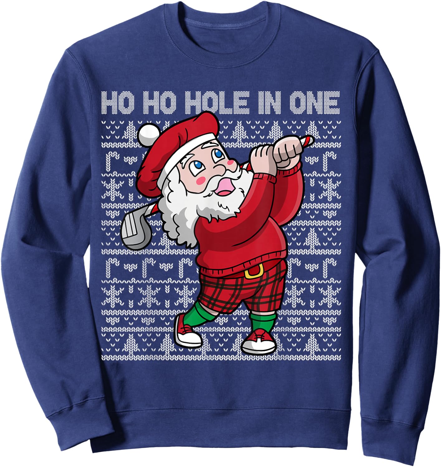 Christmas Golf Santa Claus Ho Ho Hole In One Golfing Sweatshirt - Sweatshirt | Navy
