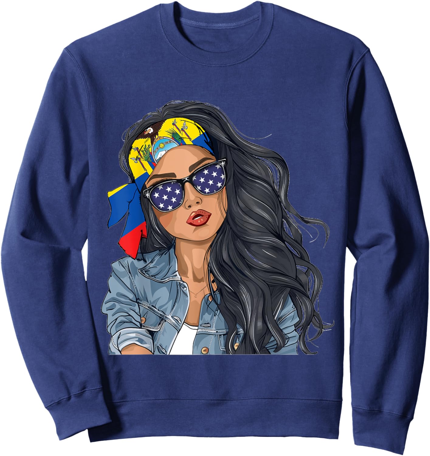 Ecuadorian Woman Products Flag Uniform American Ecuador Sweatshirt - Sweatshirt | Navy