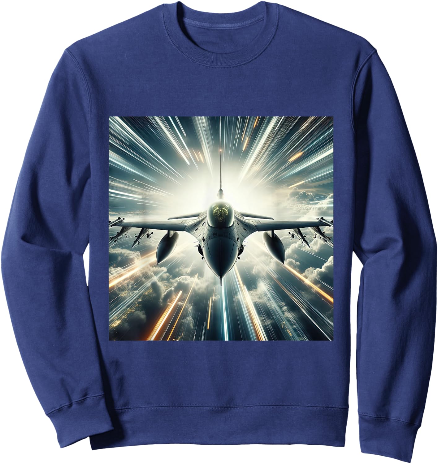 F-16 Fighting Falcon Fighter Jet Military Aircraft Sweatshirt - Sweatshirt | Navy