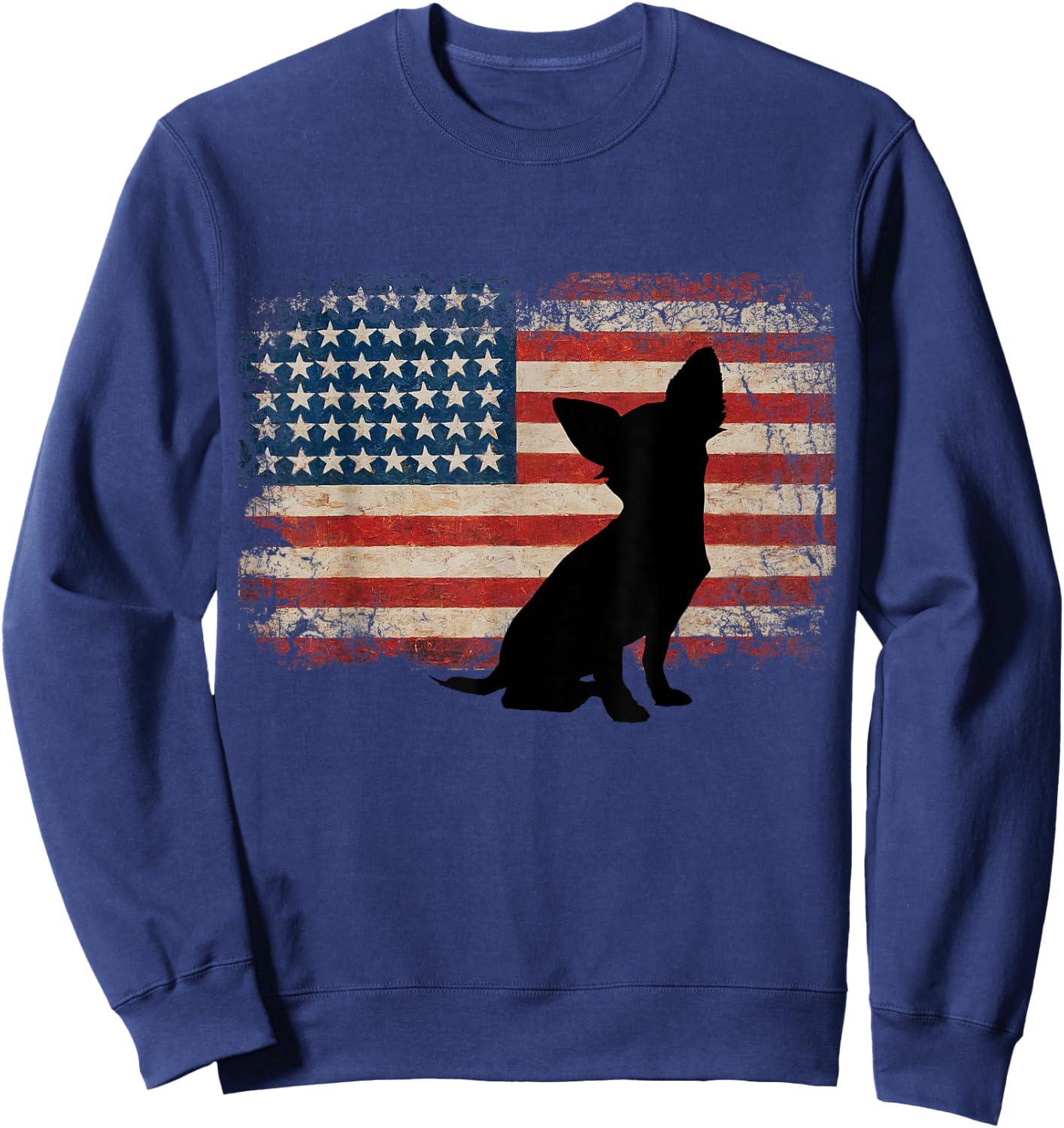 Chihuahua American Flag Love Chihuahua USA Flag Sweatshirt - Sweatshirt | Navy