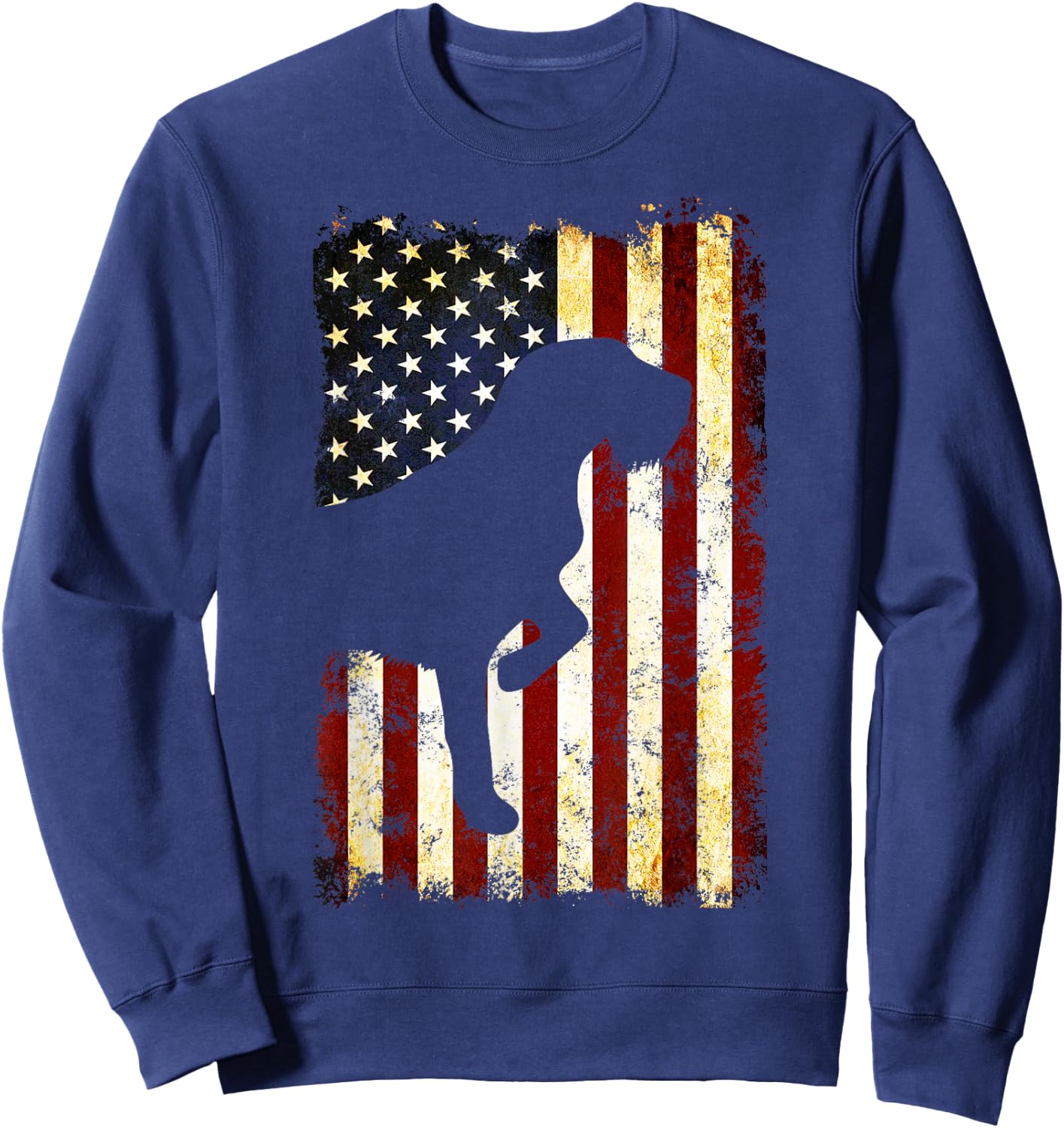 Wirehaired Pointing Griffon Silhouette American Flag Sweatshirt - Sweatshirt | Navy