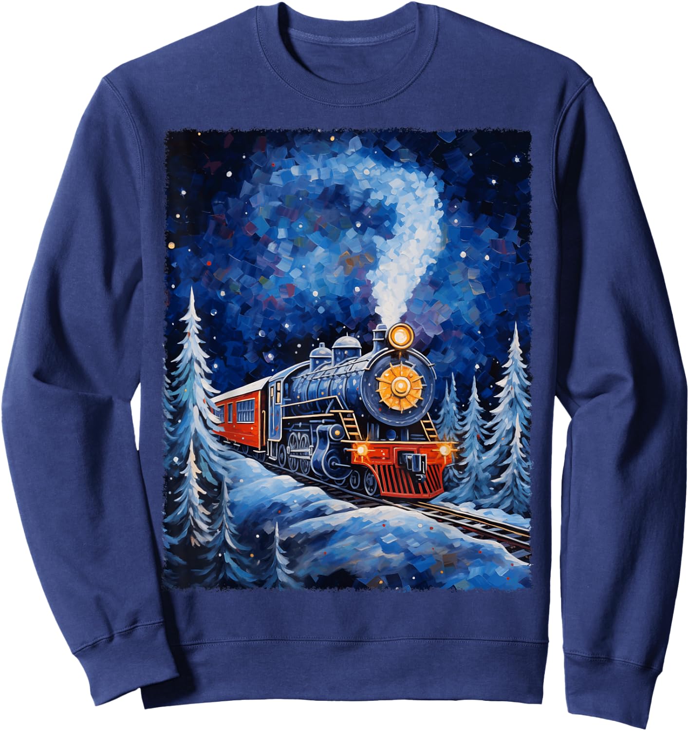 Steam Locomotive Van Gogh Style Sweatshirt - Sweatshirt | Navy