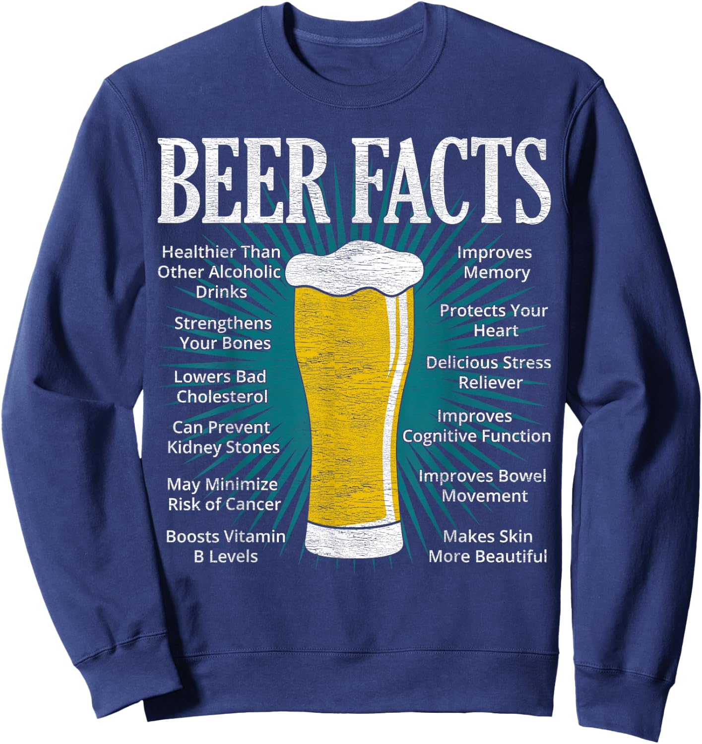 Beer Facts - Funny Beer Lover Gift Sweatshirt - Sweatshirt | Navy