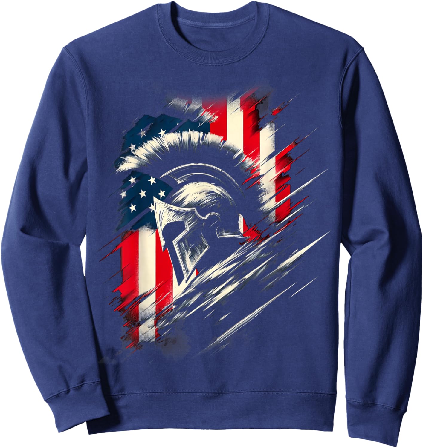 Spartan Patriotic Molon Labe American Flag Spartan USA Greek Sweatshirt - Sweatshirt | Navy