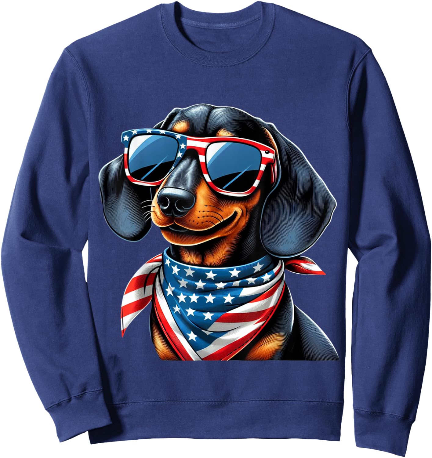 Dachshund 4th of July Dog Men Women Kids Boys Girls Children Sweatshirt - Sweatshirt | Navy