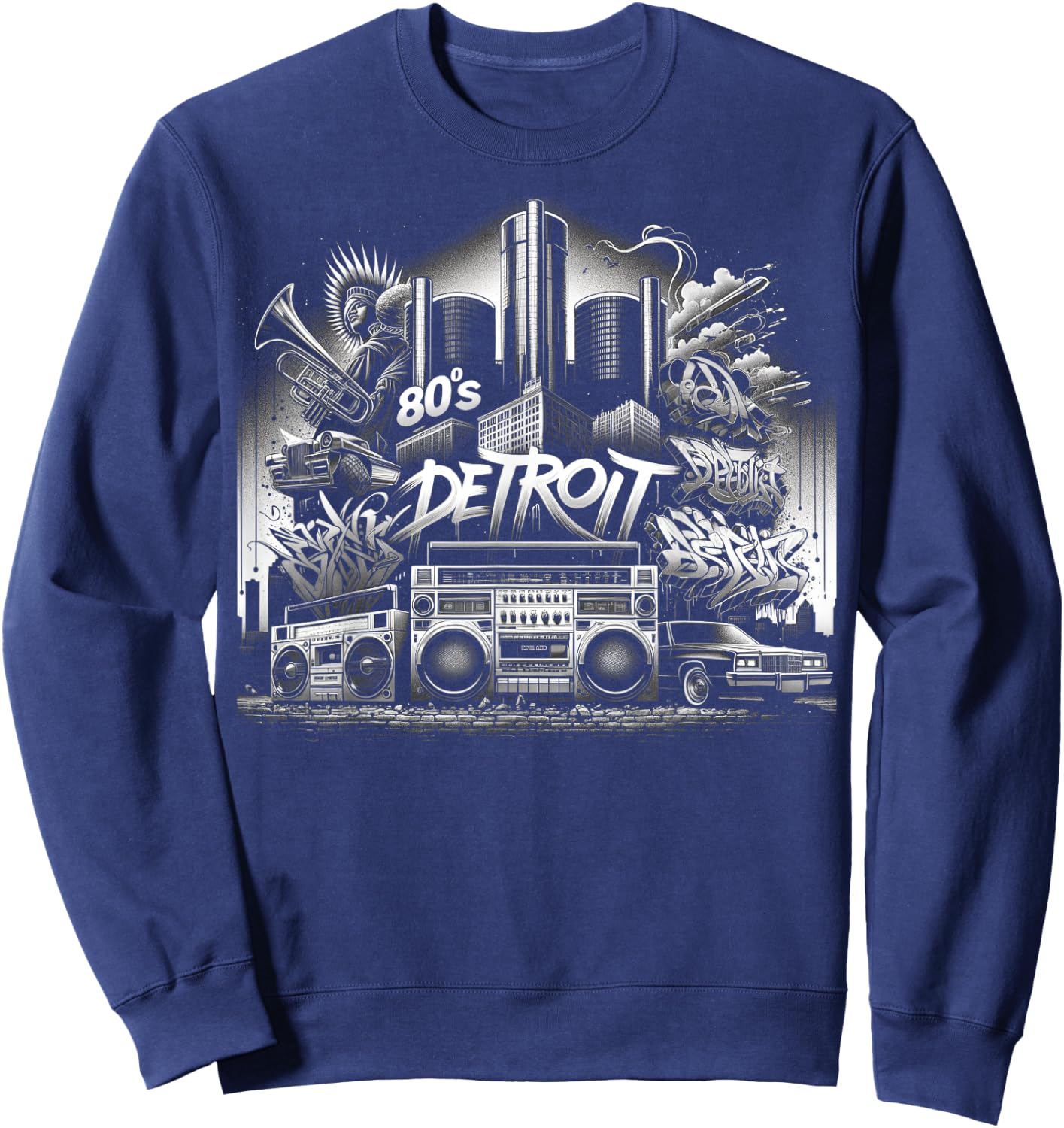 Detroit Hip Hop | Men Women XS - 6XL | Graphic Sweatshirt - Sweatshirt | Navy