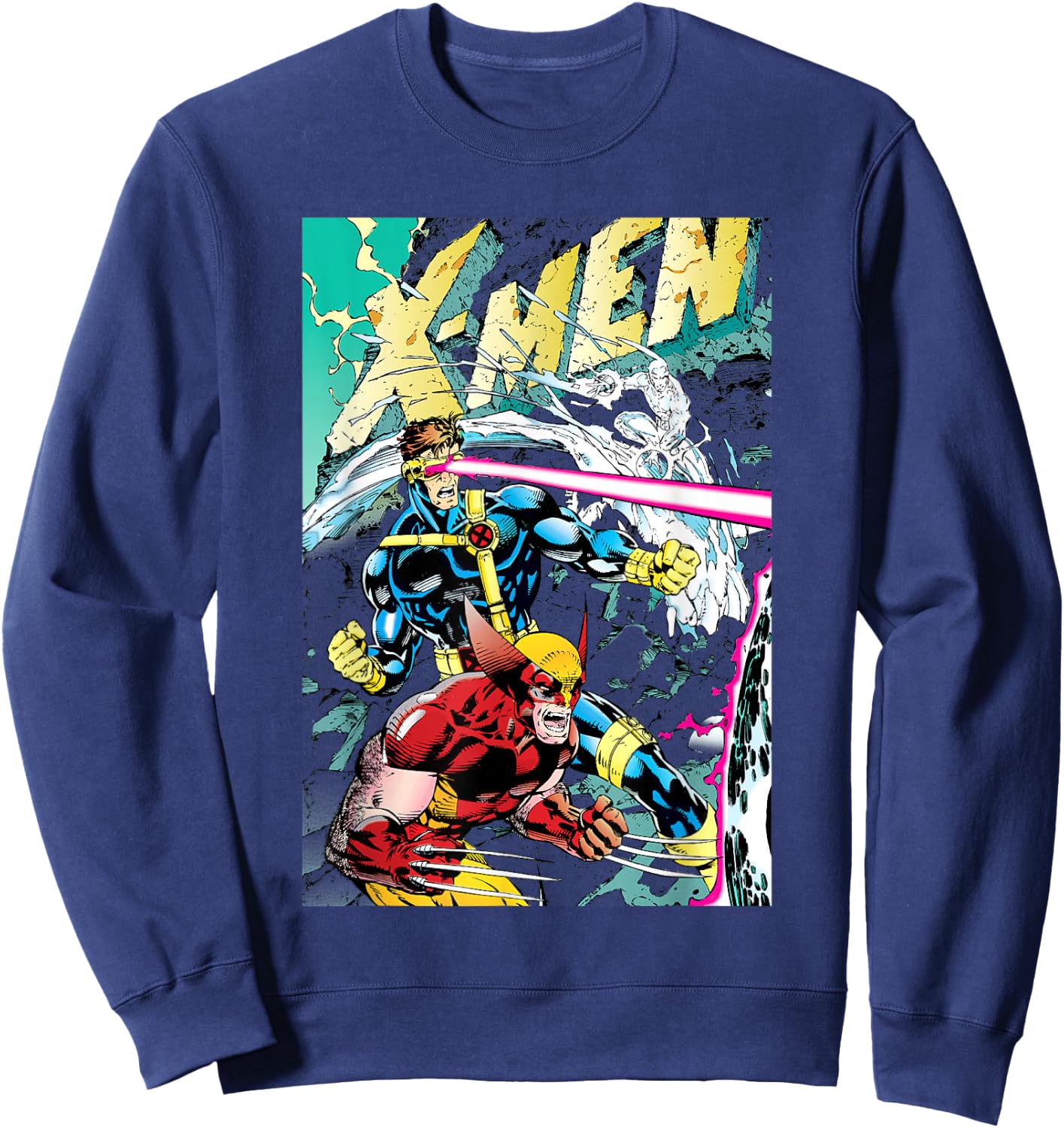Marvel X-Men Wolverine & Cyclops Fighting Side by Side V2 Sweatshirt - Sweatshirt | Navy