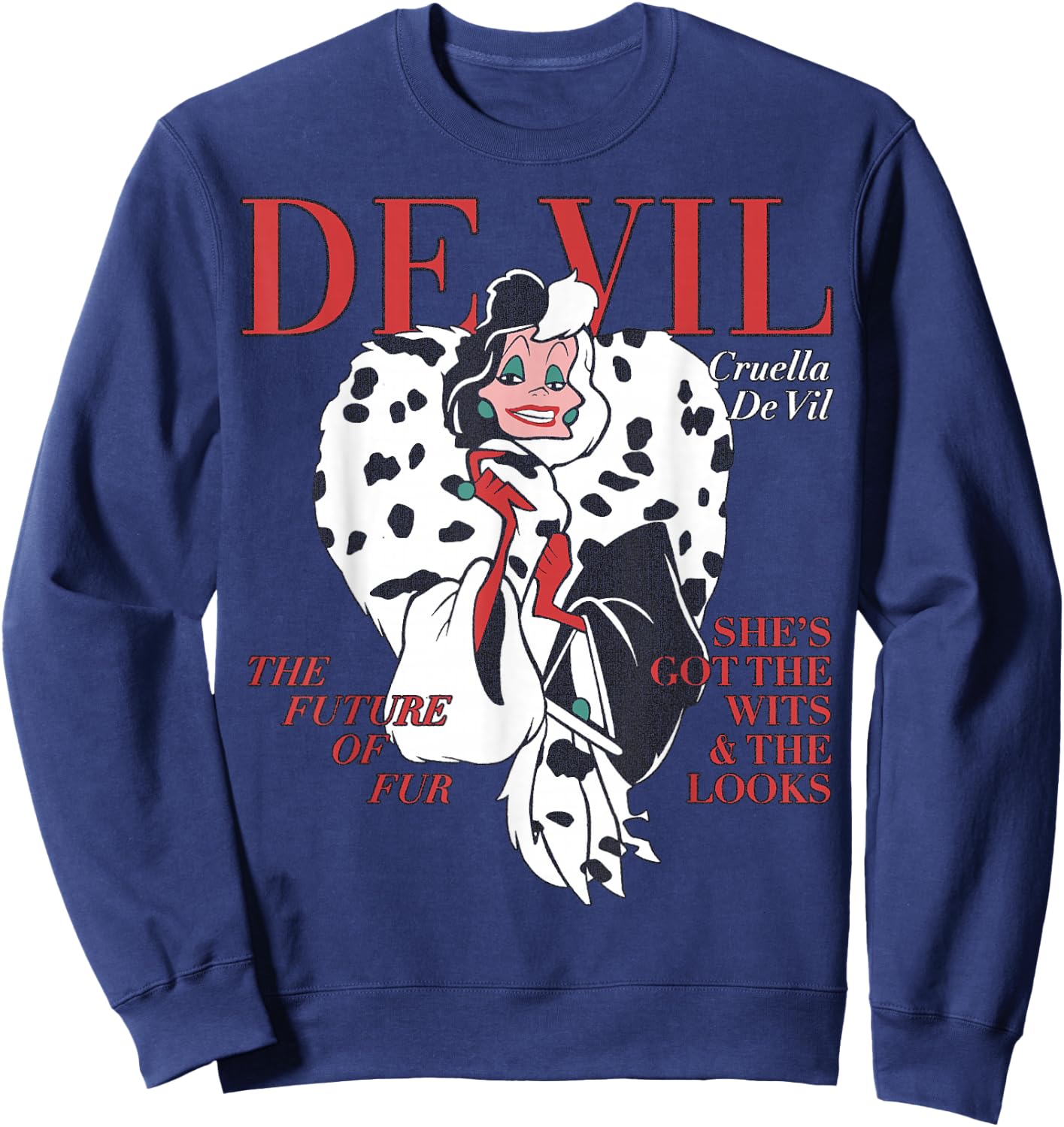 Disney Villains Cruella De Vil Magazine Cover Small Sweatshirt - Sweatshirt | Navy
