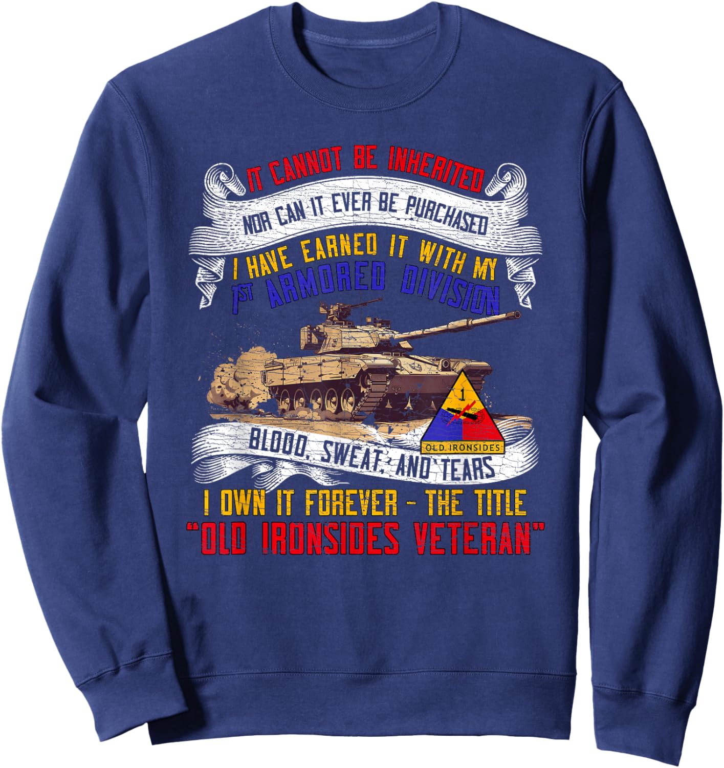 1st Armored Division Fort Bliss Veteran Texas Gifts Sweatshirt - Sweatshirt | Navy