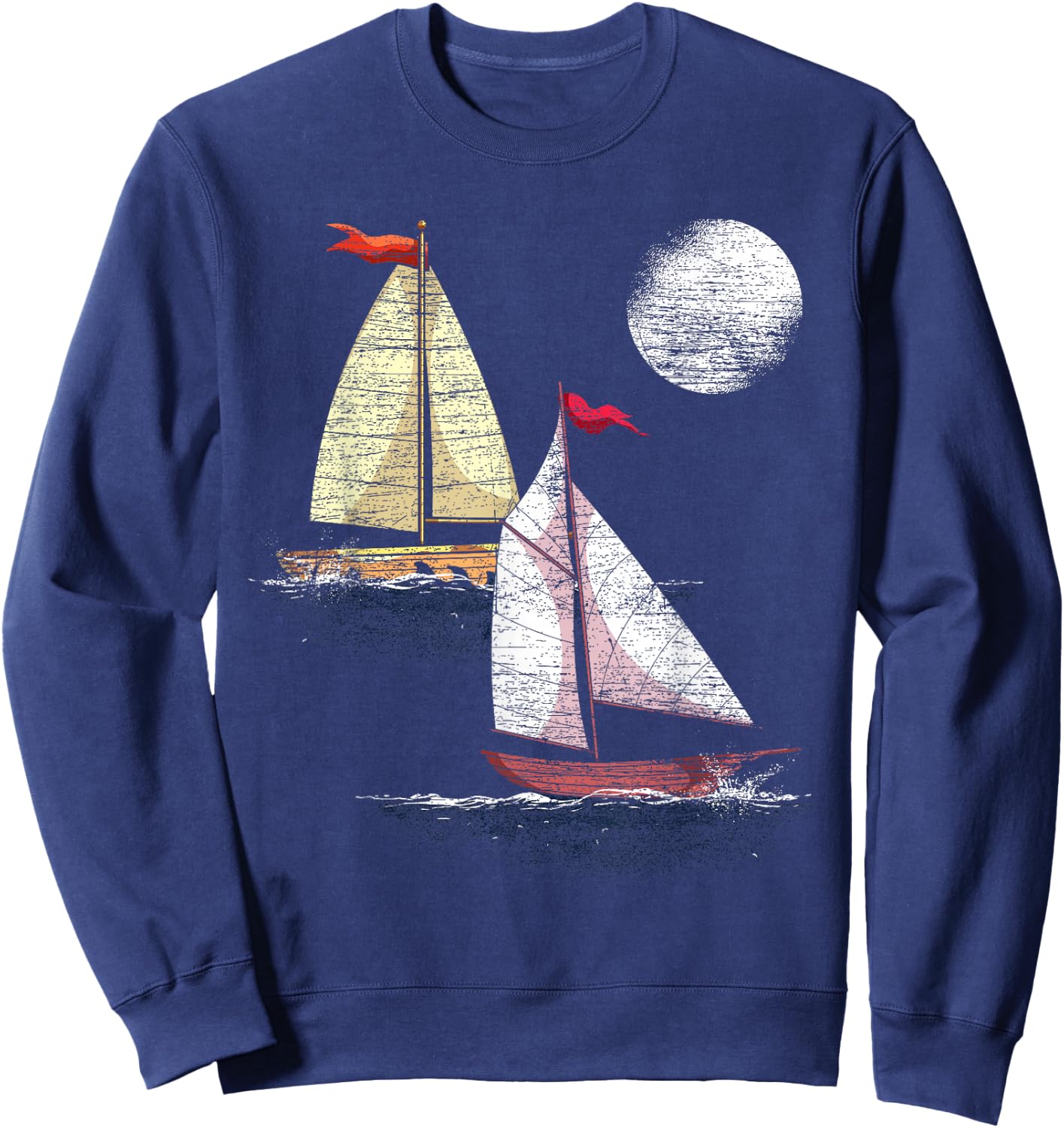 Full Moon Sailing Ship Hobby Sailing Boat Captain Sailing Sweatshirt - Sweatshirt | Navy