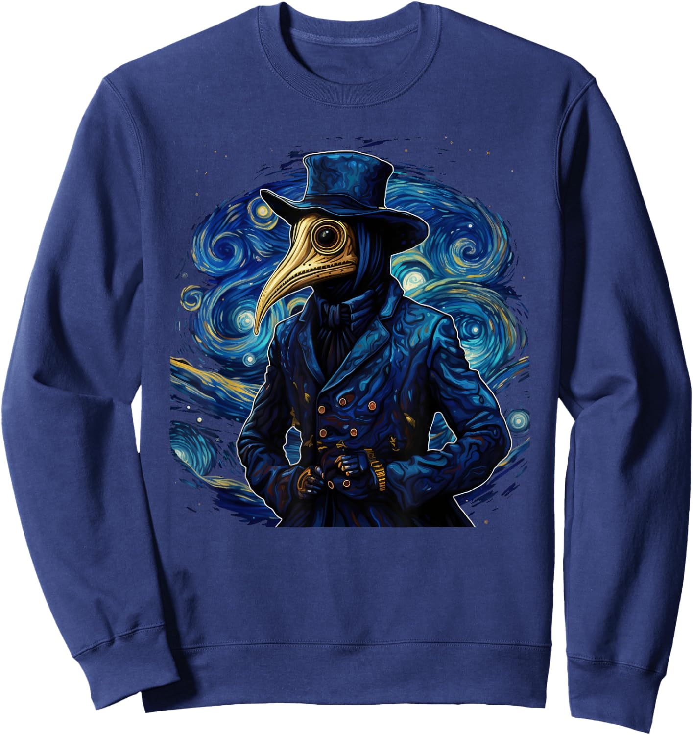 Funny Plague Doctor Starry Night Van Gogh leeches medical Sweatshirt - Sweatshirt | Navy
