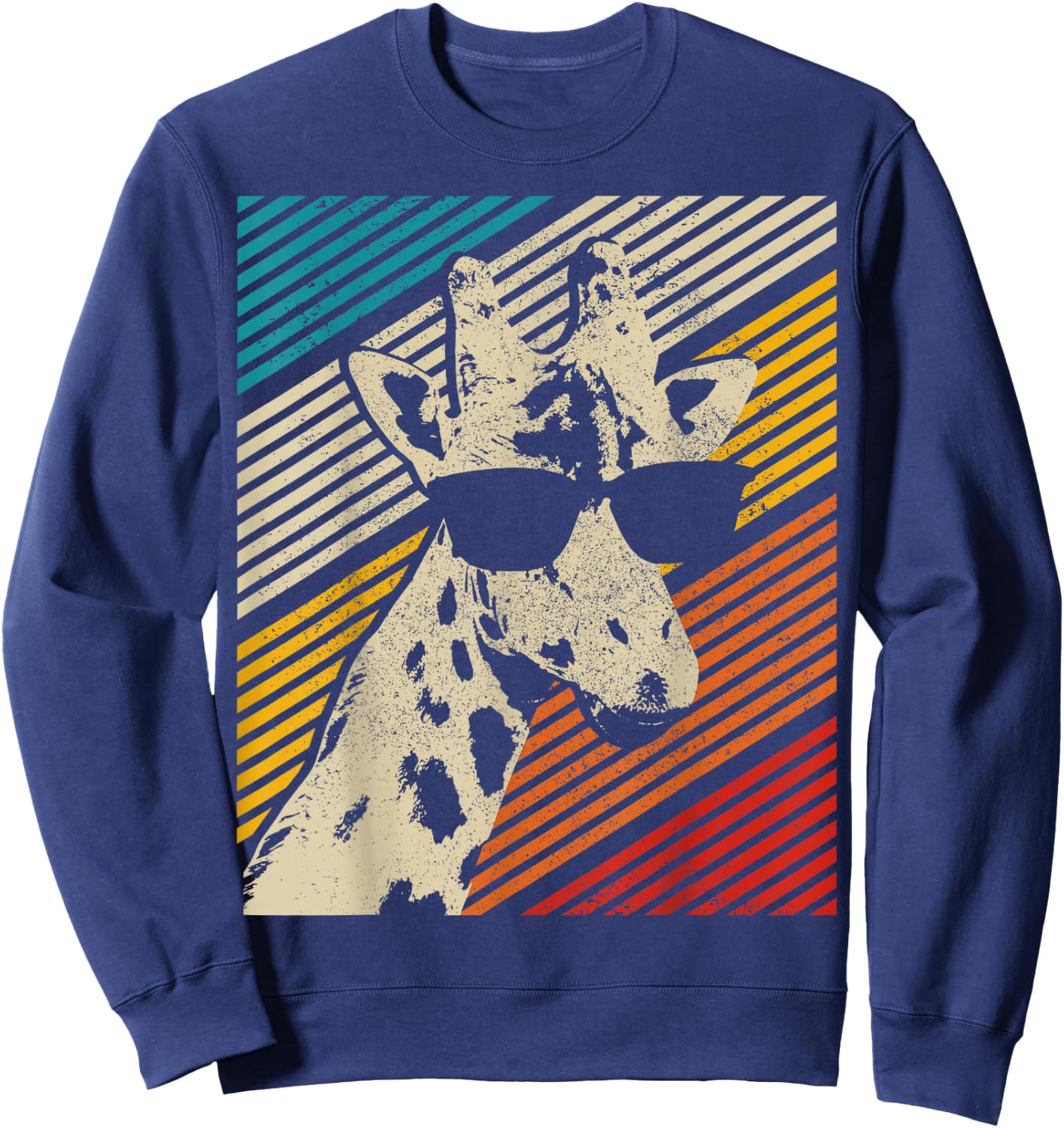 Giraffe Vintage Sunglasses Funny Gift Sweatshirt - Sweatshirt | Navy