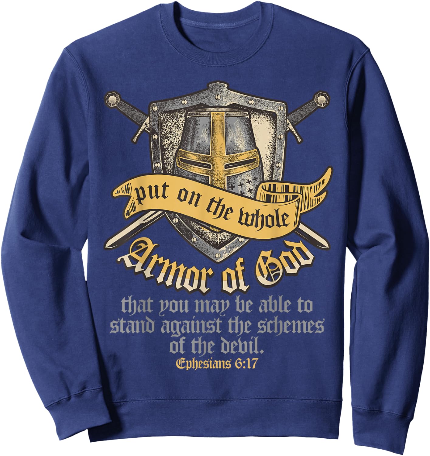 Armor Of God Ephesians 6:17 Bible Verse Christian Sweatshirt - Sweatshirt | Navy