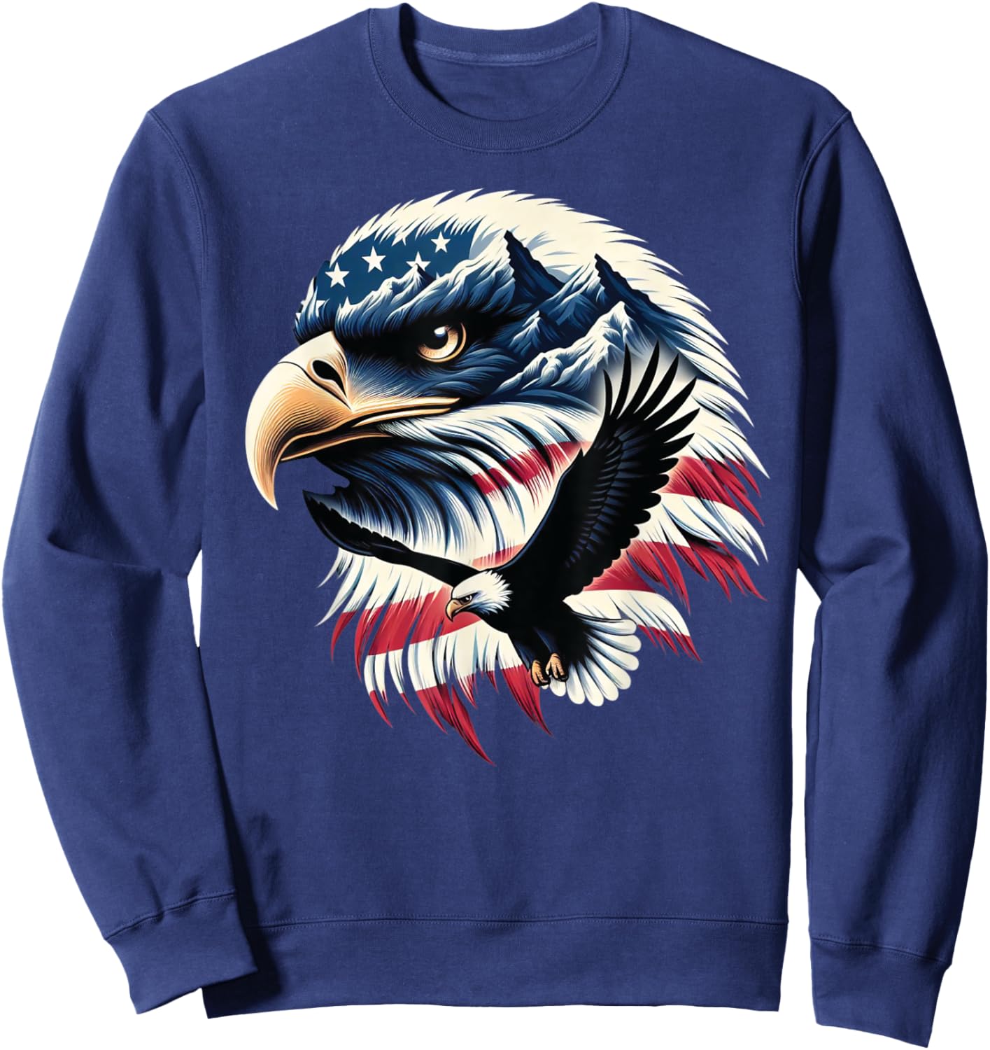 Patriotic Eagle USA Flag 4th Of July Man Woman Art Sweatshirt - Sweatshirt | Navy