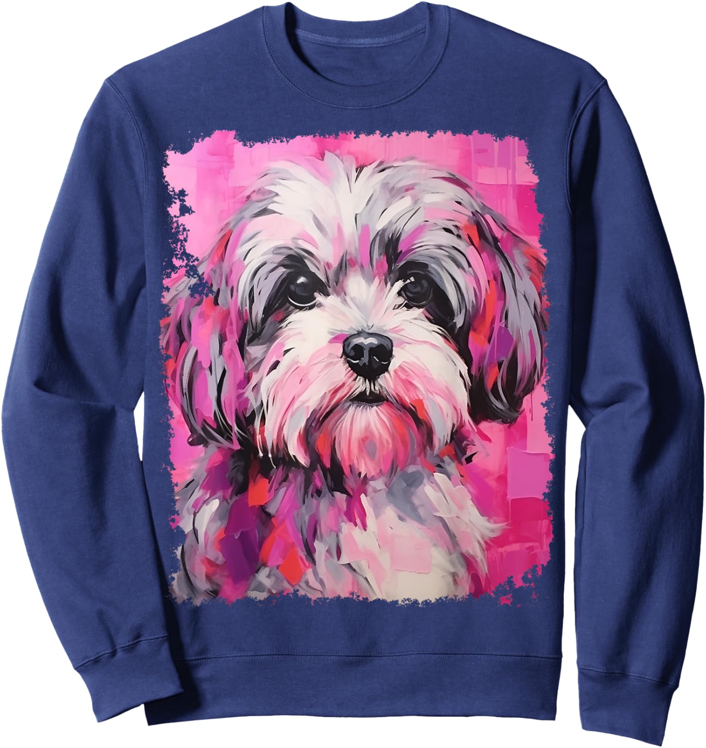 Dog Shih Tzu Pink Women Girls Kids Sweatshirt - Sweatshirt | Navy