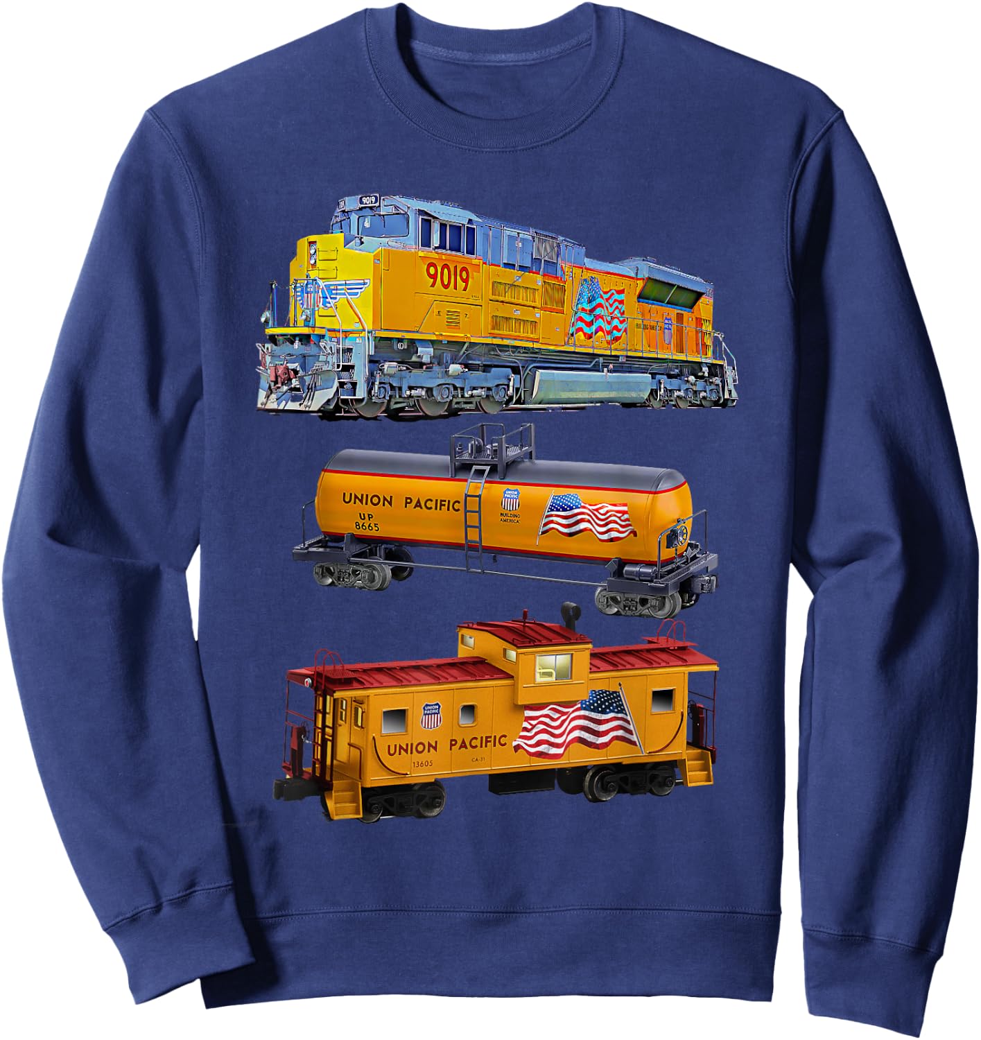 Freight Train Engine Tanker Caboose Small Sweatshirt - Sweatshirt | Navy