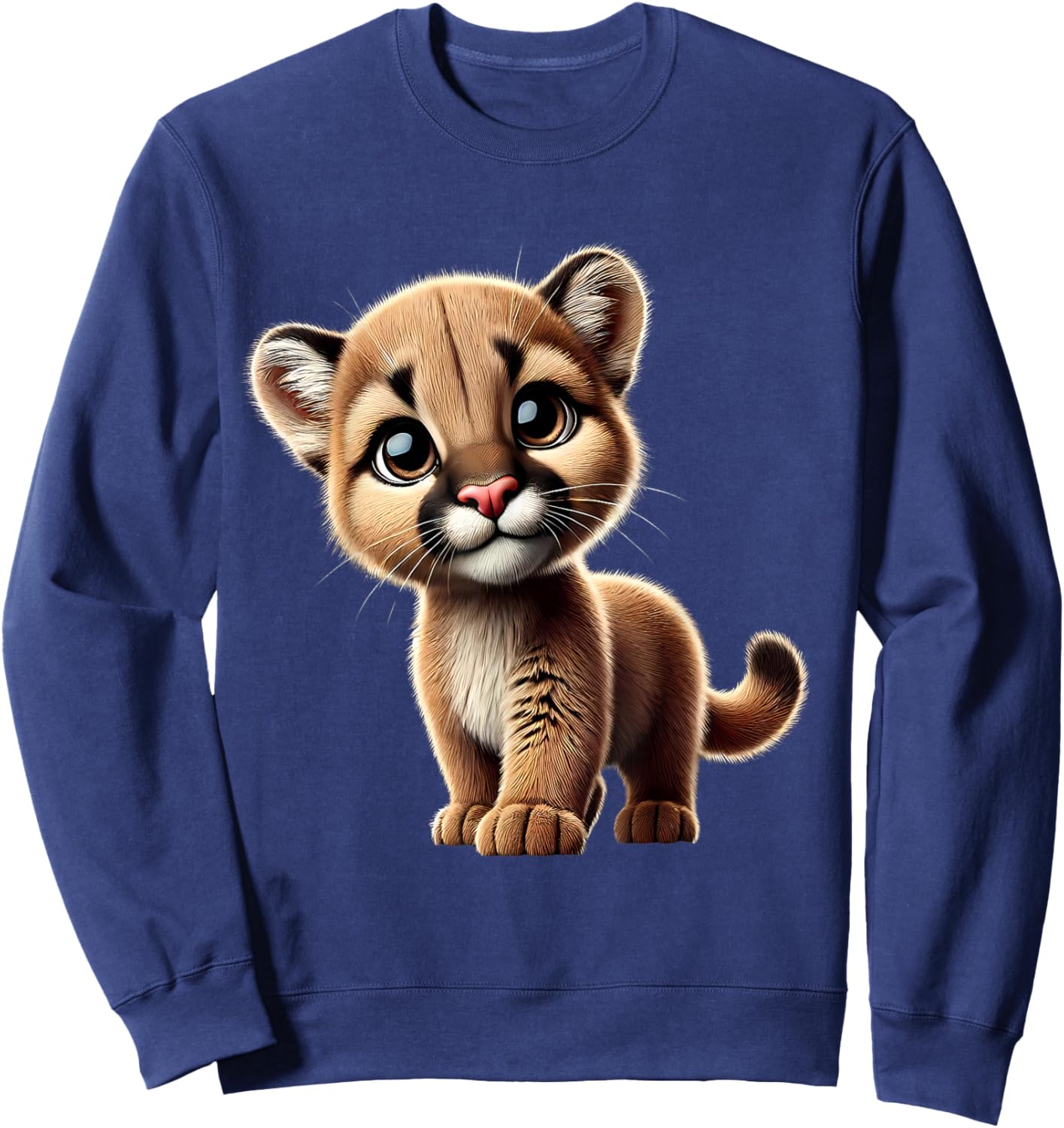 Cute Cougar Cub Adorable Wildlife Art Sweatshirt - Sweatshirt | Navy
