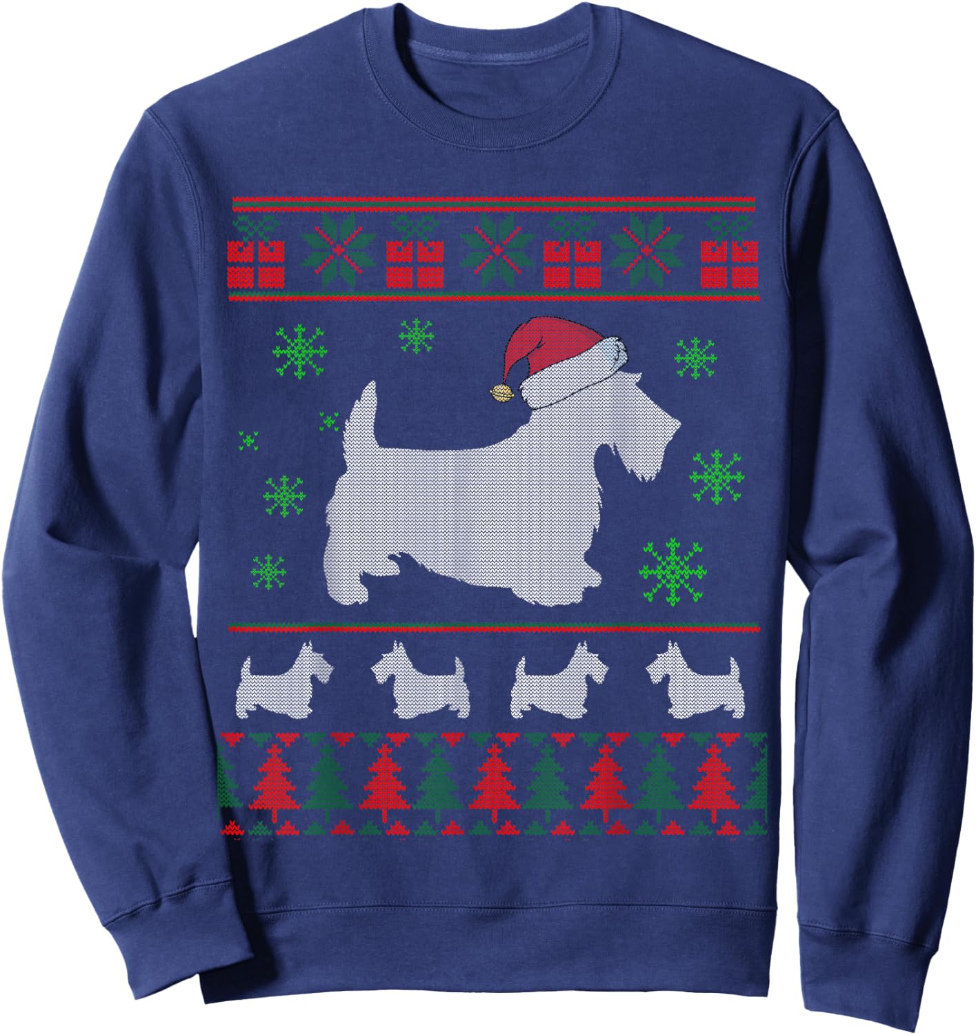 Scottie Dog Ugly Christmas Sweater Gift Dog Lovers Sweatshirt - Sweatshirt | Navy