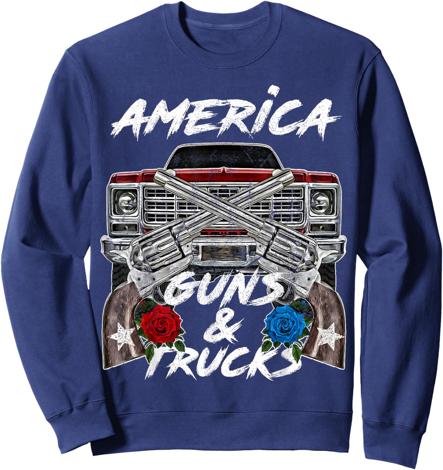 America Guns Trucks Patriot Squarebody Square Body Truck USA Sweatshirt - Sweatshirt | Navy