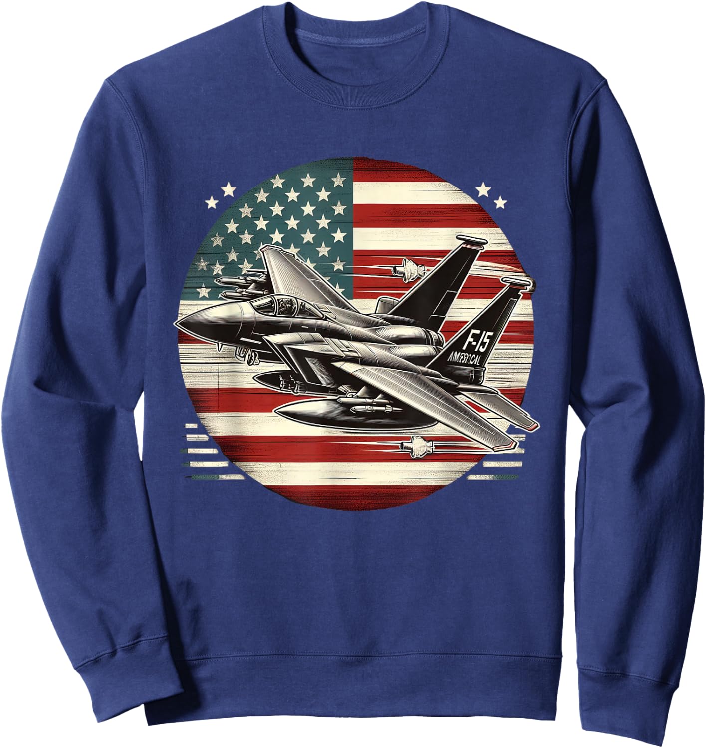 F15 Fighter Jet US Flag Sweatshirt - Sweatshirt | Navy