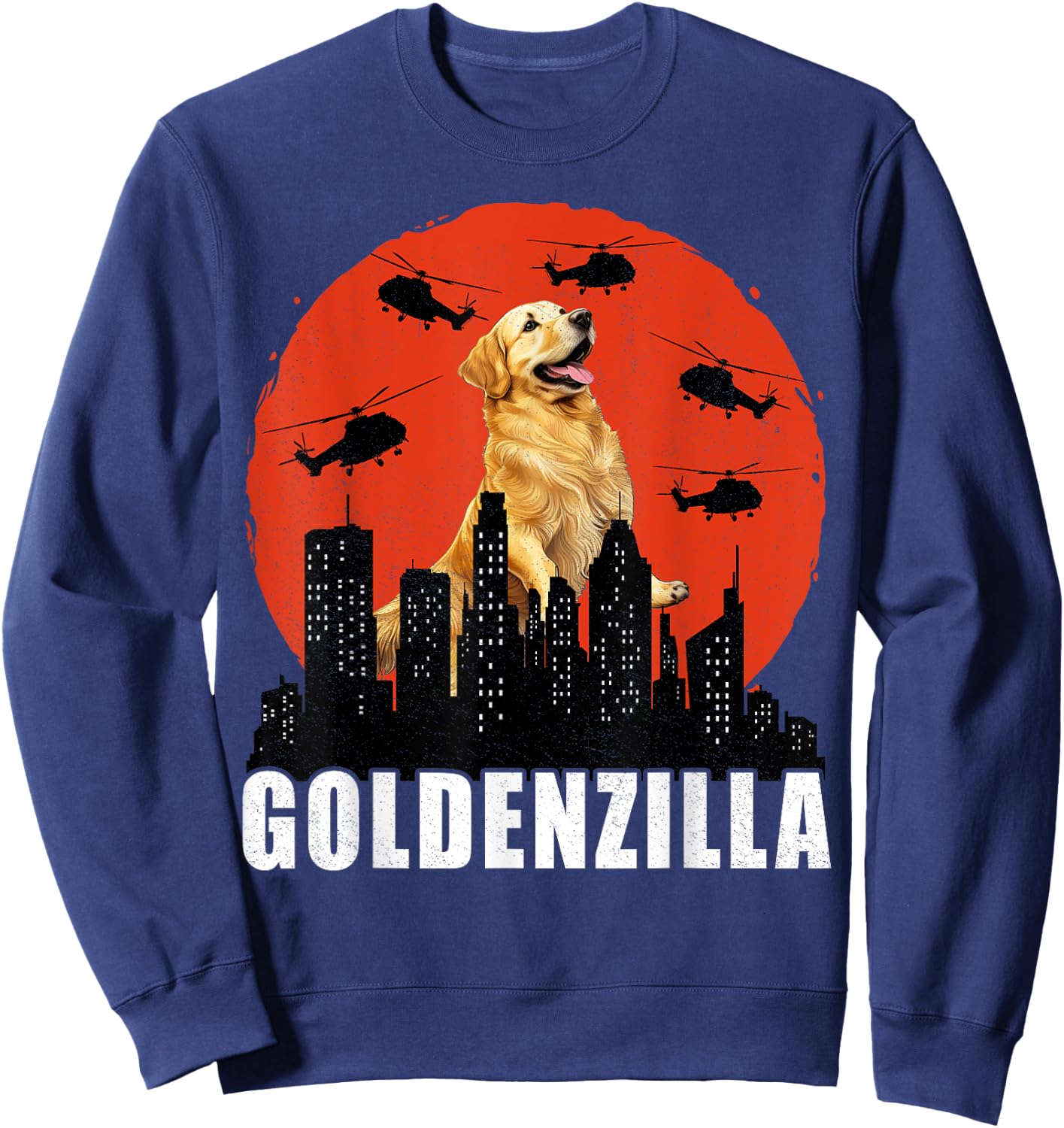 Golden Retriever for Boys Girls Goldenzilla Kaiju Sweatshirt - Sweatshirt | Navy