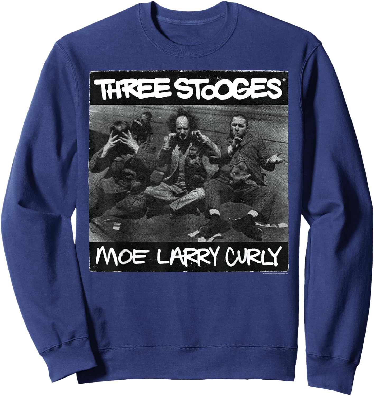 Three Stooges '90s Hip Hop Album Sweatshirt - Sweatshirt | Navy