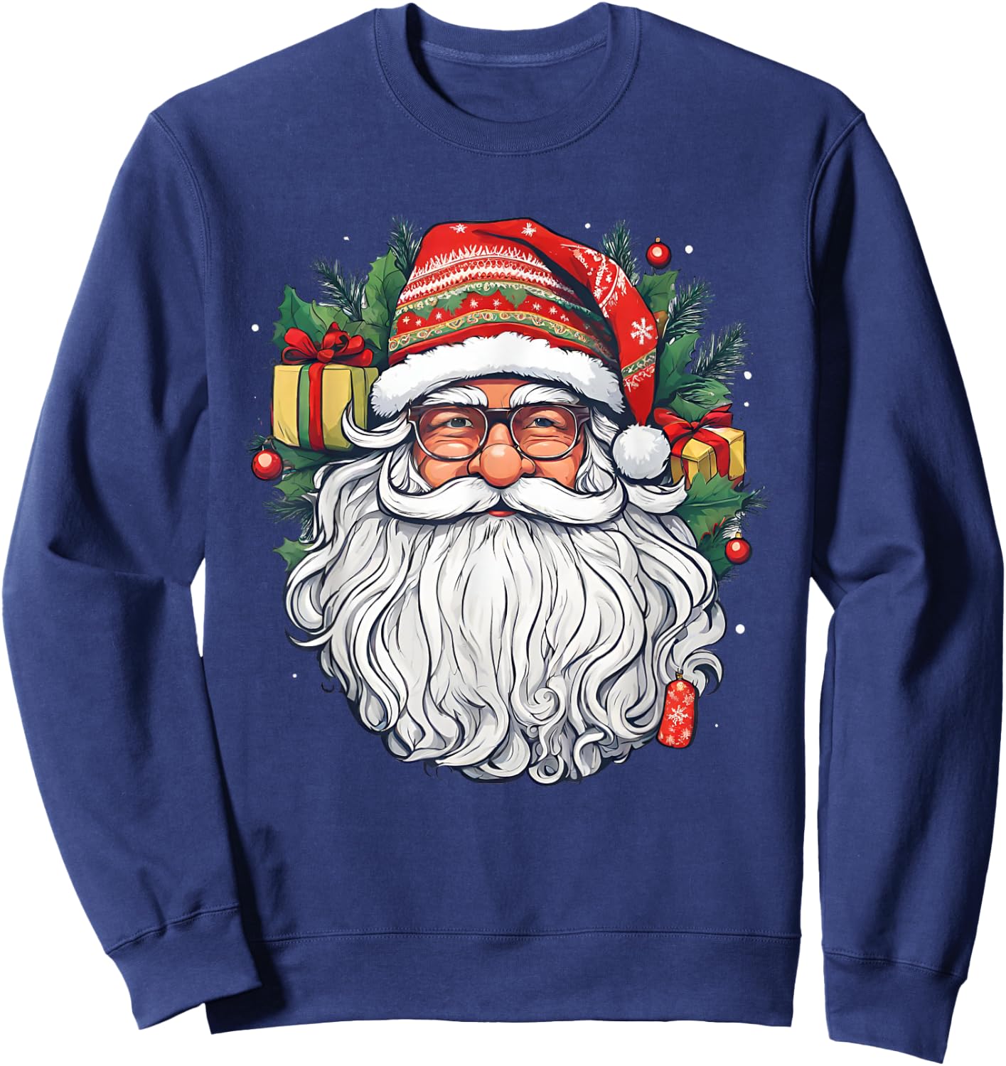 Santa Face Retro Sunglasses Christmas Xmas Men Women Kids Sweatshirt - Sweatshirt | Navy