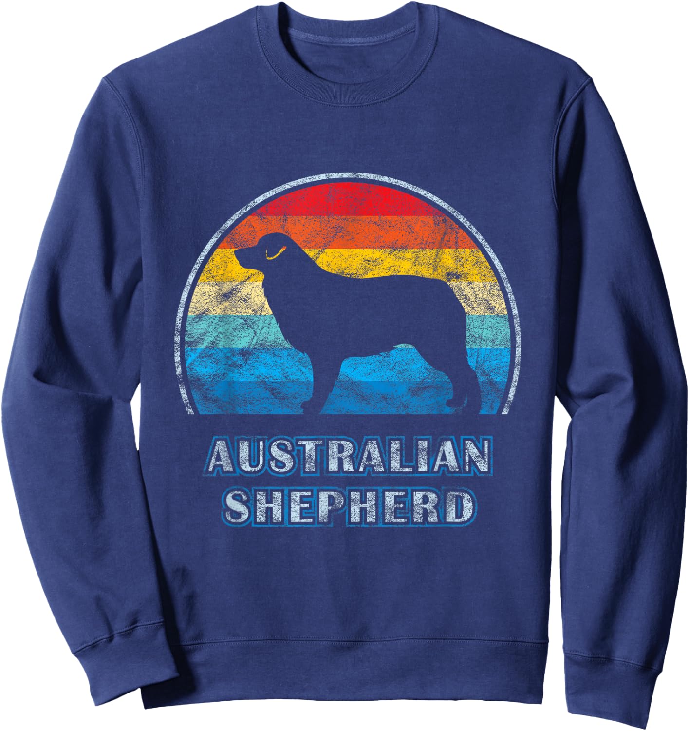 Australian Shepherd Vintage Design Dog Sweatshirt - Sweatshirt | Navy