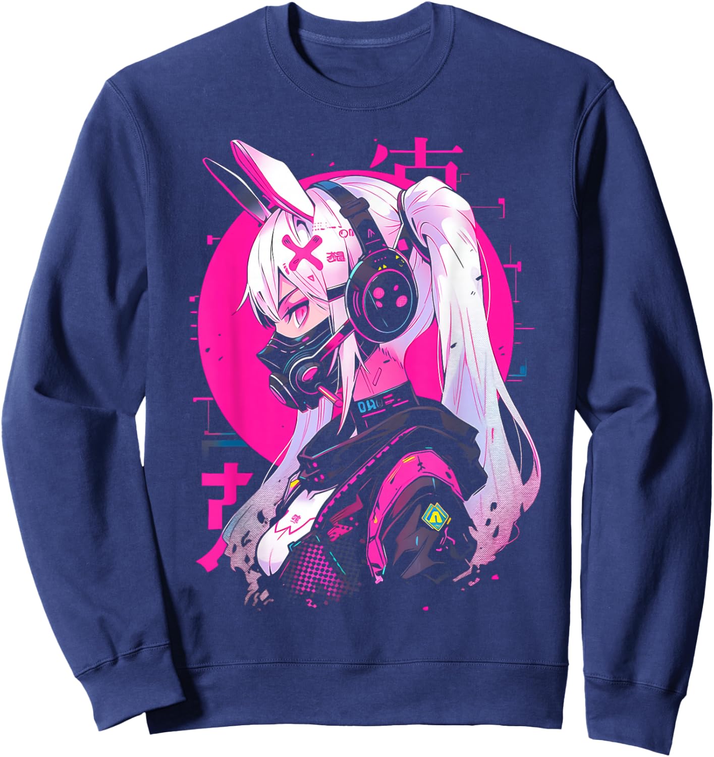 Anime Manga Cyberpunk Aesthetic Techwear Harajuku Sweatshirt - Sweatshirt | Navy