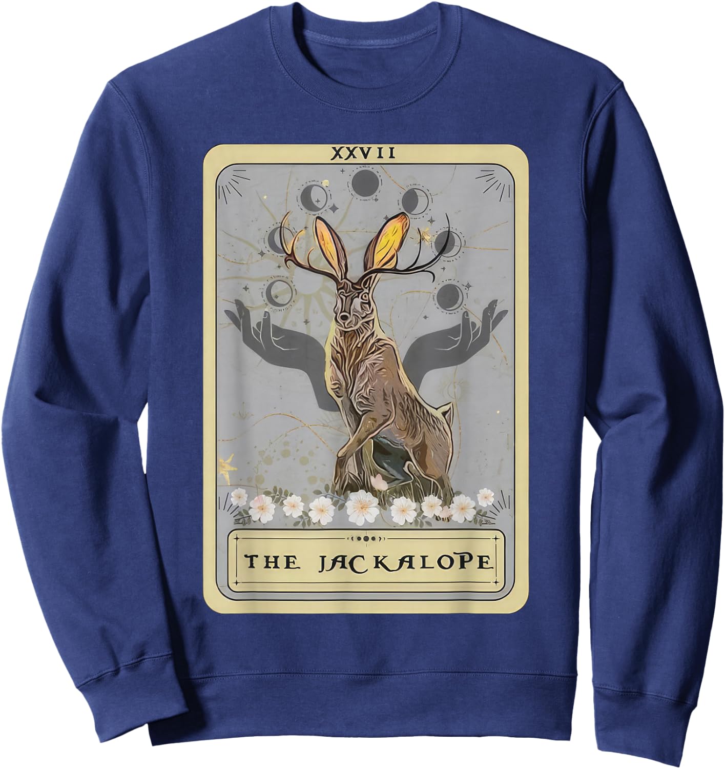 Jackalope Hat Tarot Card Monster Legend Cryptid Cryptidcore Sweatshirt - Sweatshirt | Navy