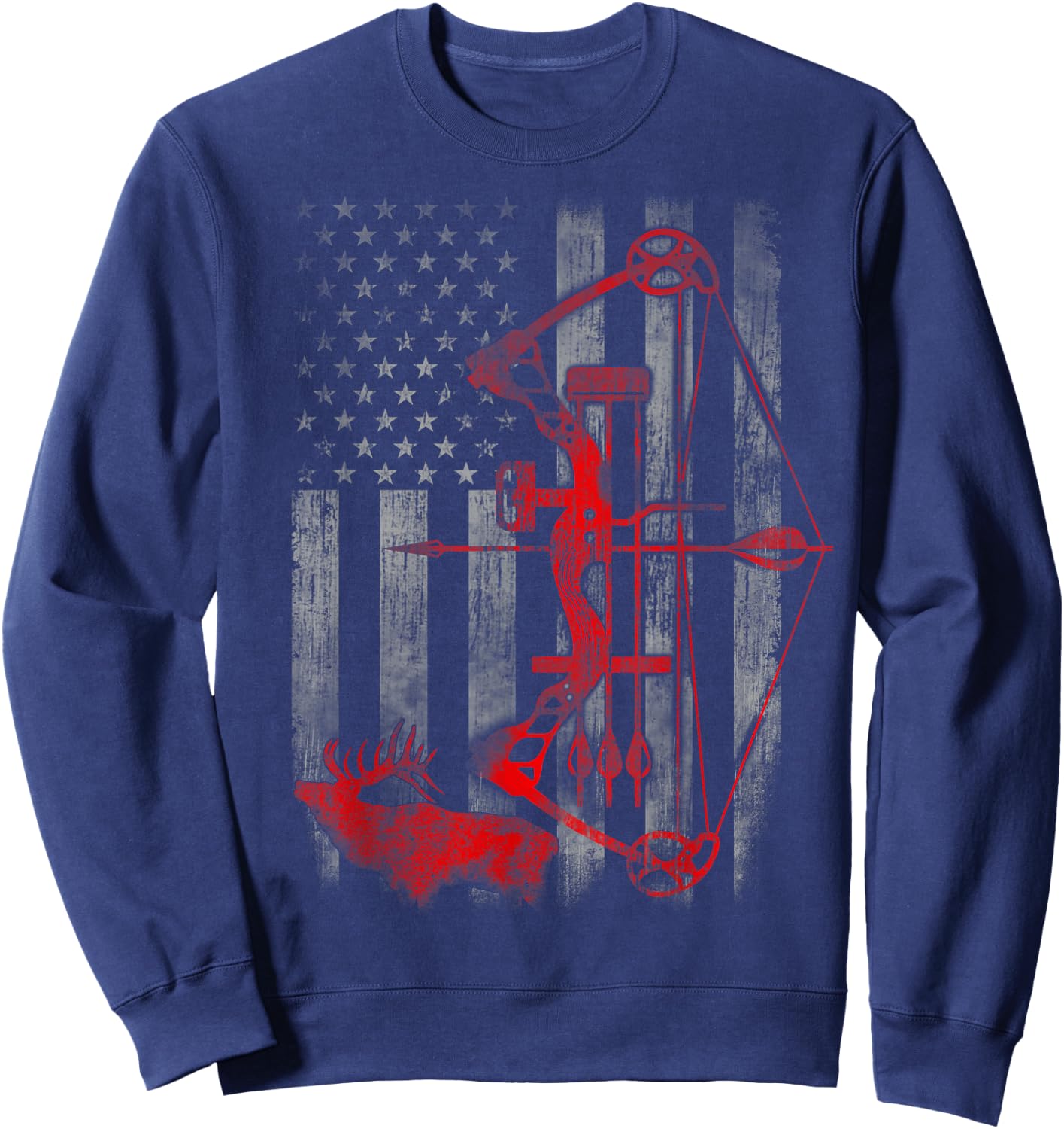 Bow Deer hunting flag Archery Sweatshirt - Sweatshirt | Navy