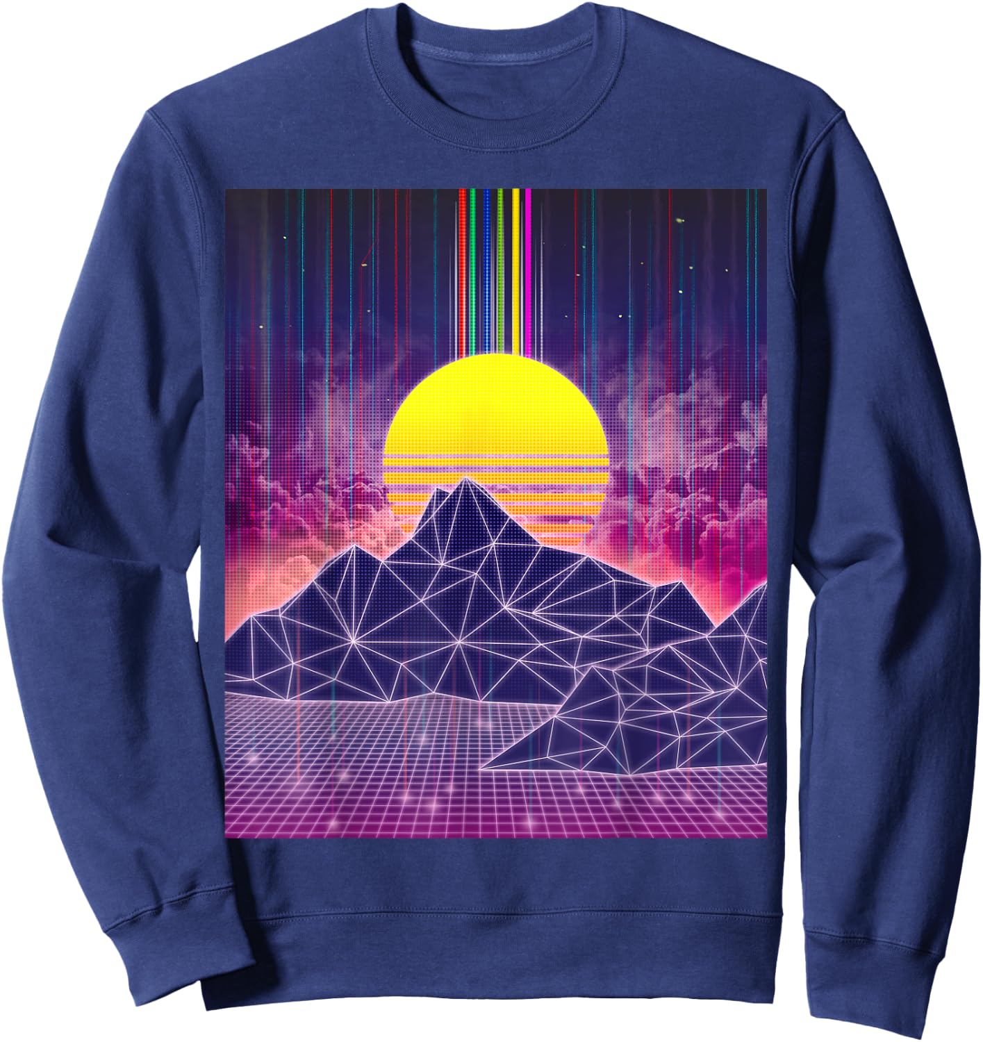 Retro Digital Sunset 1980s Vaporwave Aesthetic Art Sweatshirt - Sweatshirt | Navy