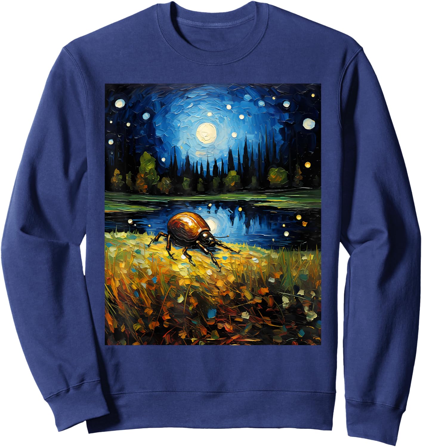 Surrealism Starry Night Dung Beetle Bug Lovers Sweatshirt - Sweatshirt | Navy