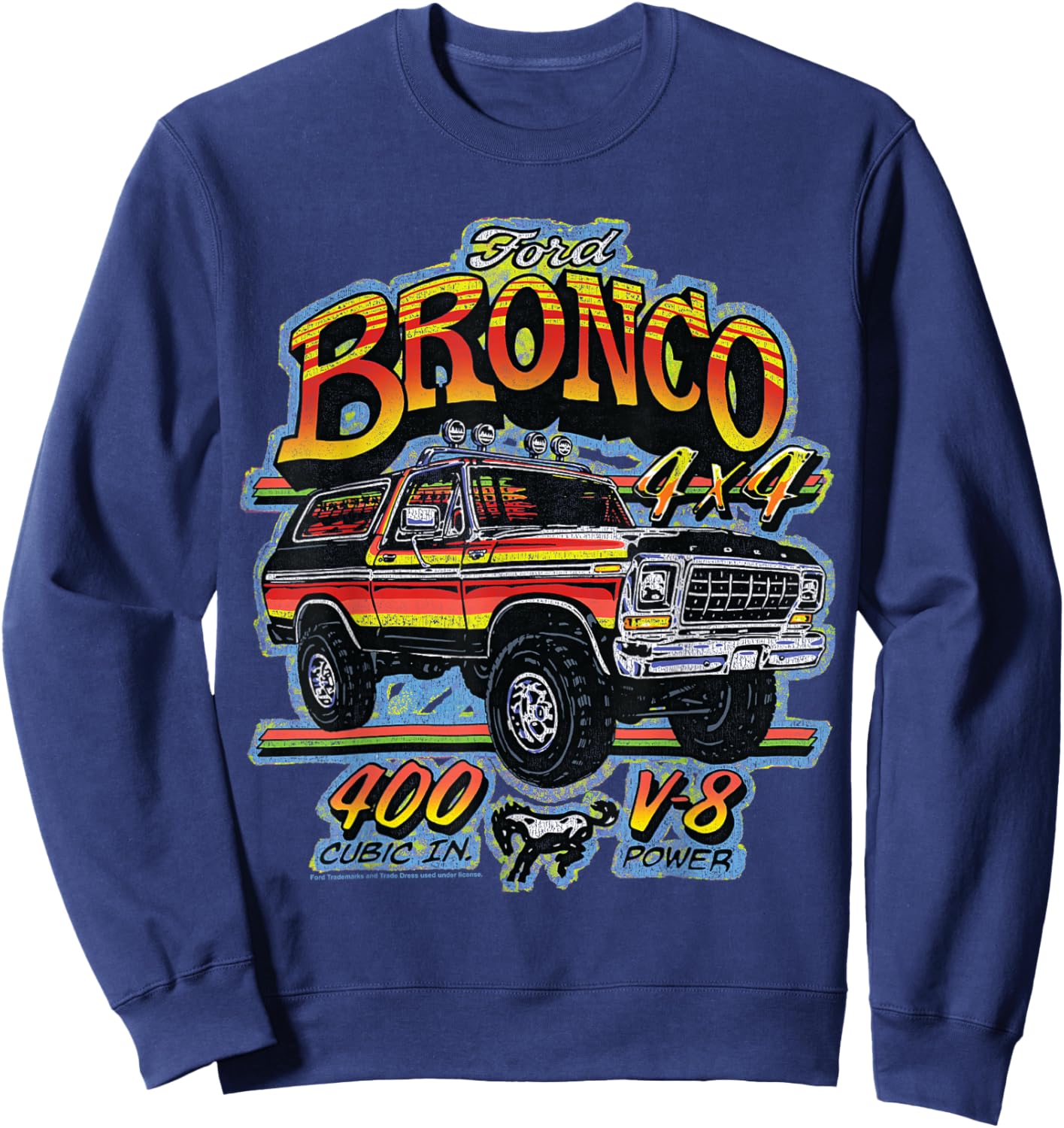 Ford - Bronco 4x4 V-8 Power 400 Cubic In. With Pony Logo Sweatshirt - Sweatshirt | Navy