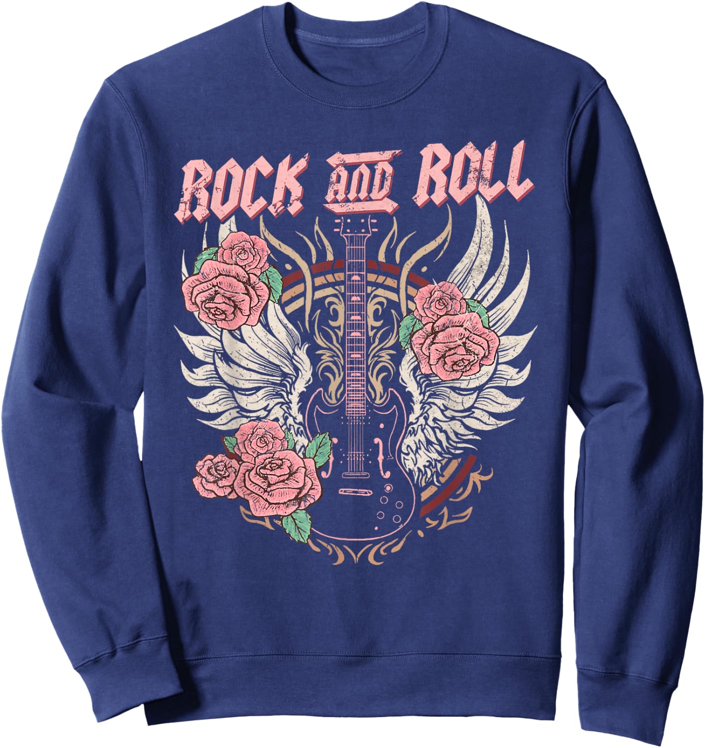 Rock and Roll Guitar Vintage ROCK women Music Sweatshirt - Sweatshirt | Navy