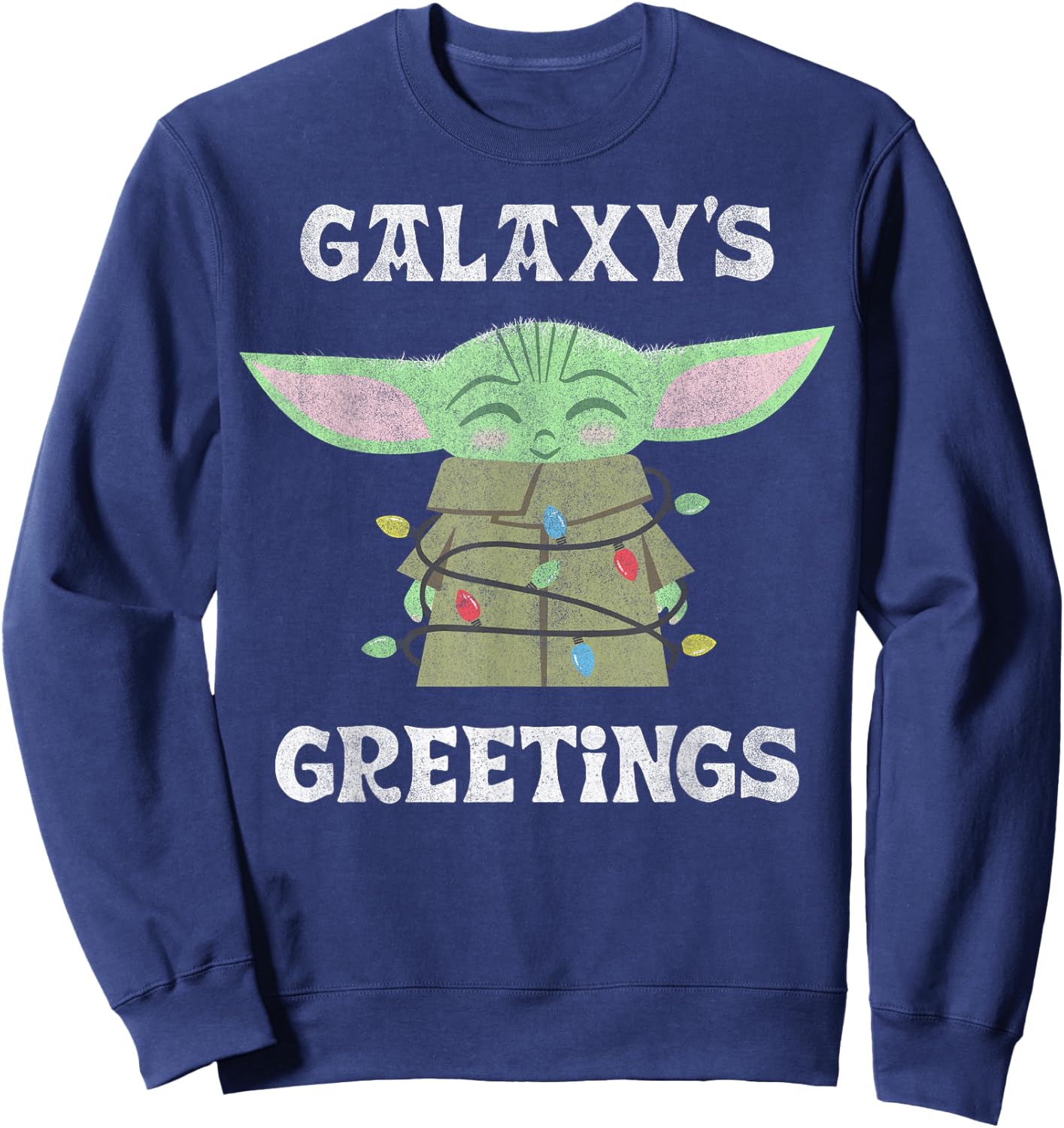 Star Wars The Mandalorian Christmas Child Galaxy's Greetings Sweatshirt - Sweatshirt | Navy