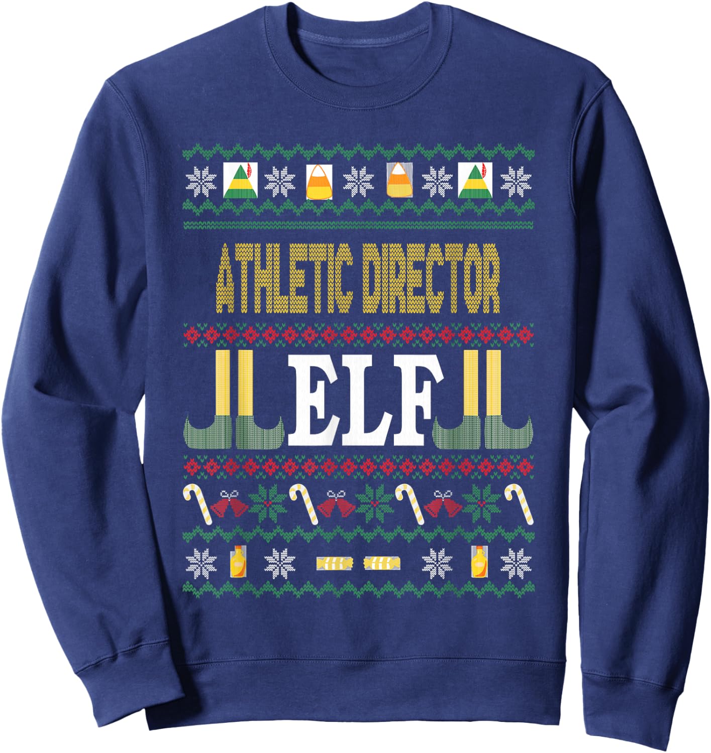Athletic Director Elf Funny Christmas Gift Sweatshirt - Sweatshirt | Navy