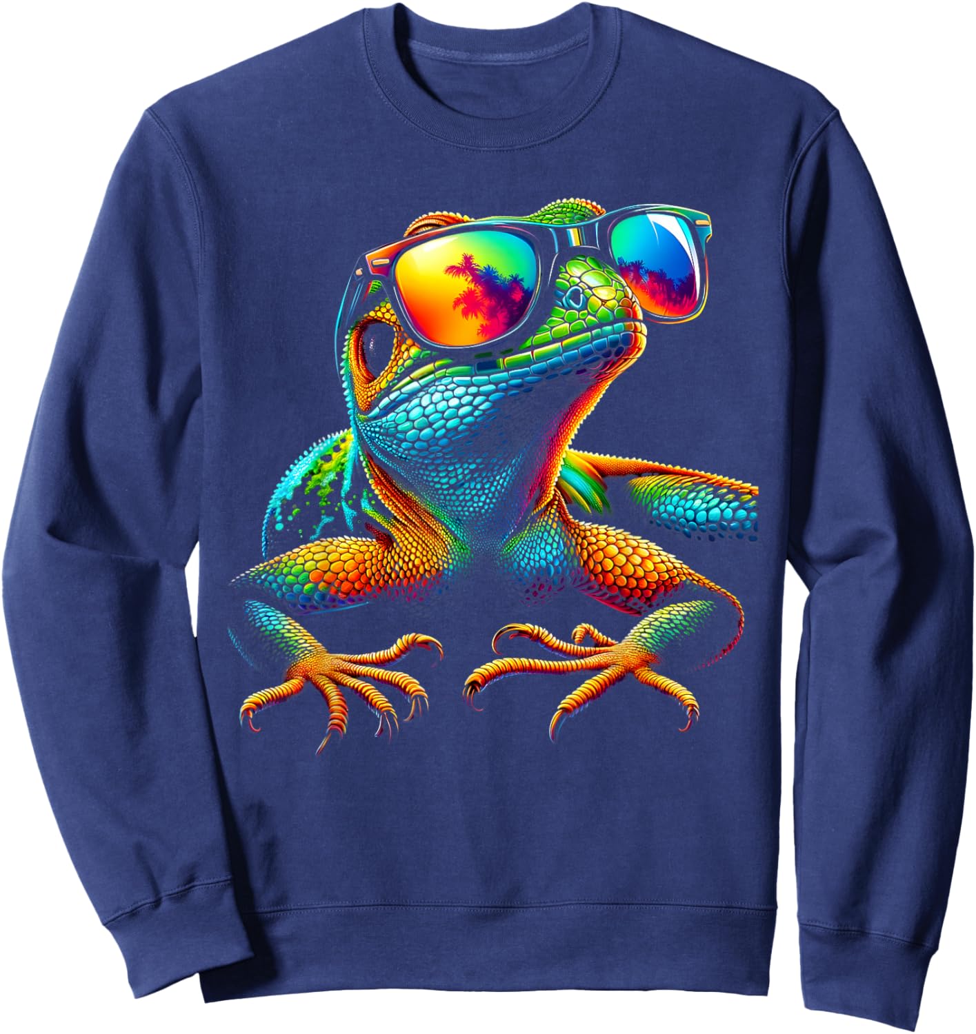 Funny Lizard with Sunglasses for Iguana & Reptiles Lovers Sweatshirt - Sweatshirt | Navy
