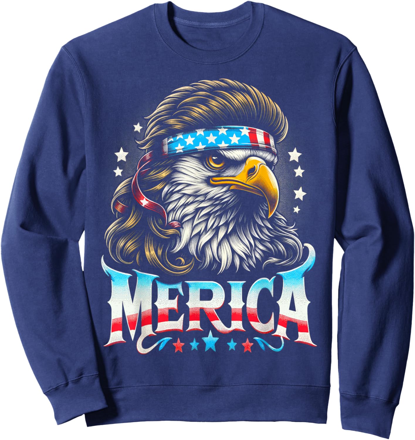 4th of July Patriotic Funny Eagle July 4th USA Merica Women Kids Men Sweatshirt - Sweatshirt | Navy