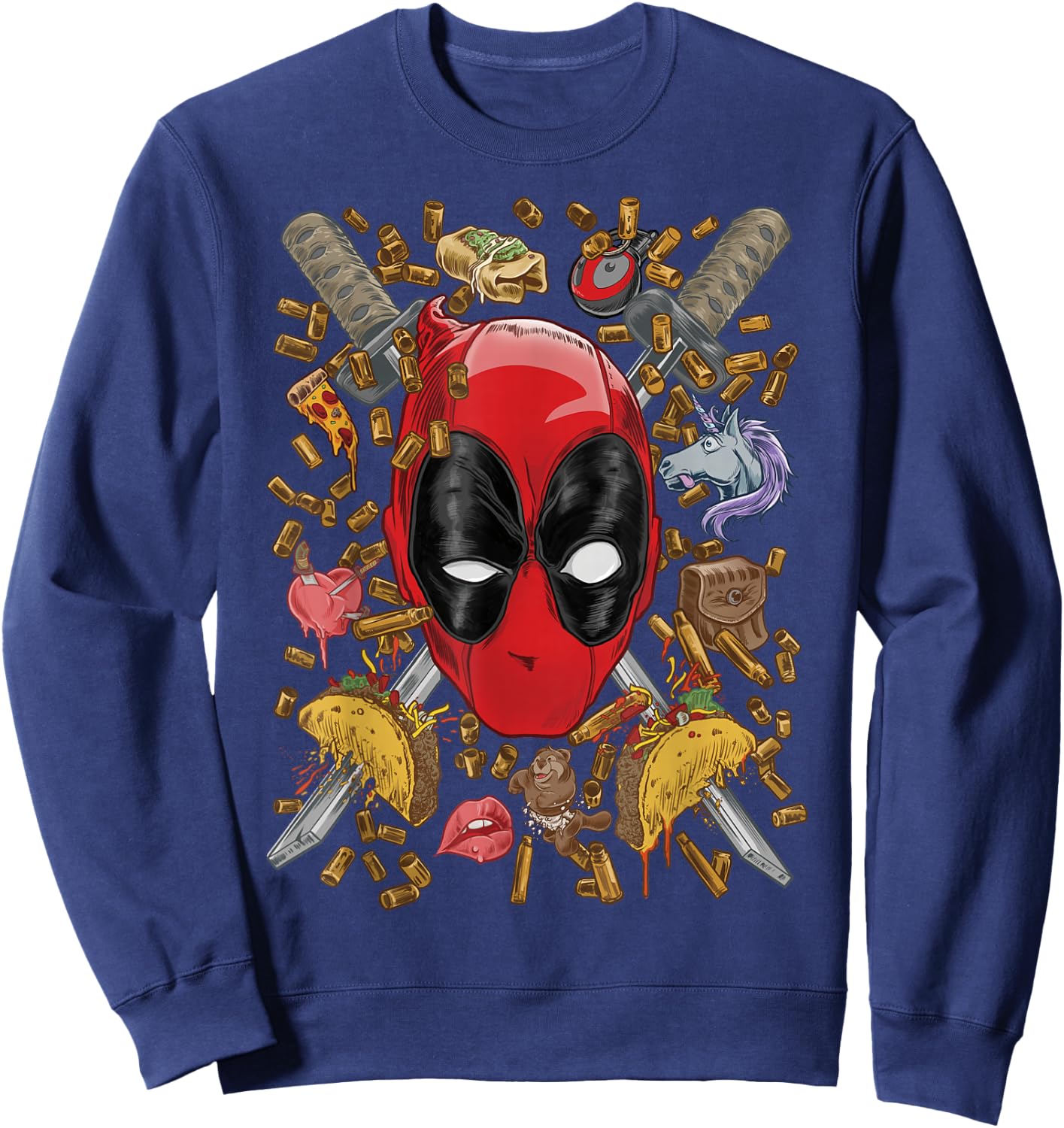 Marvel Deadpool Crossed Swords Mashup Sweatshirt - Sweatshirt | Navy