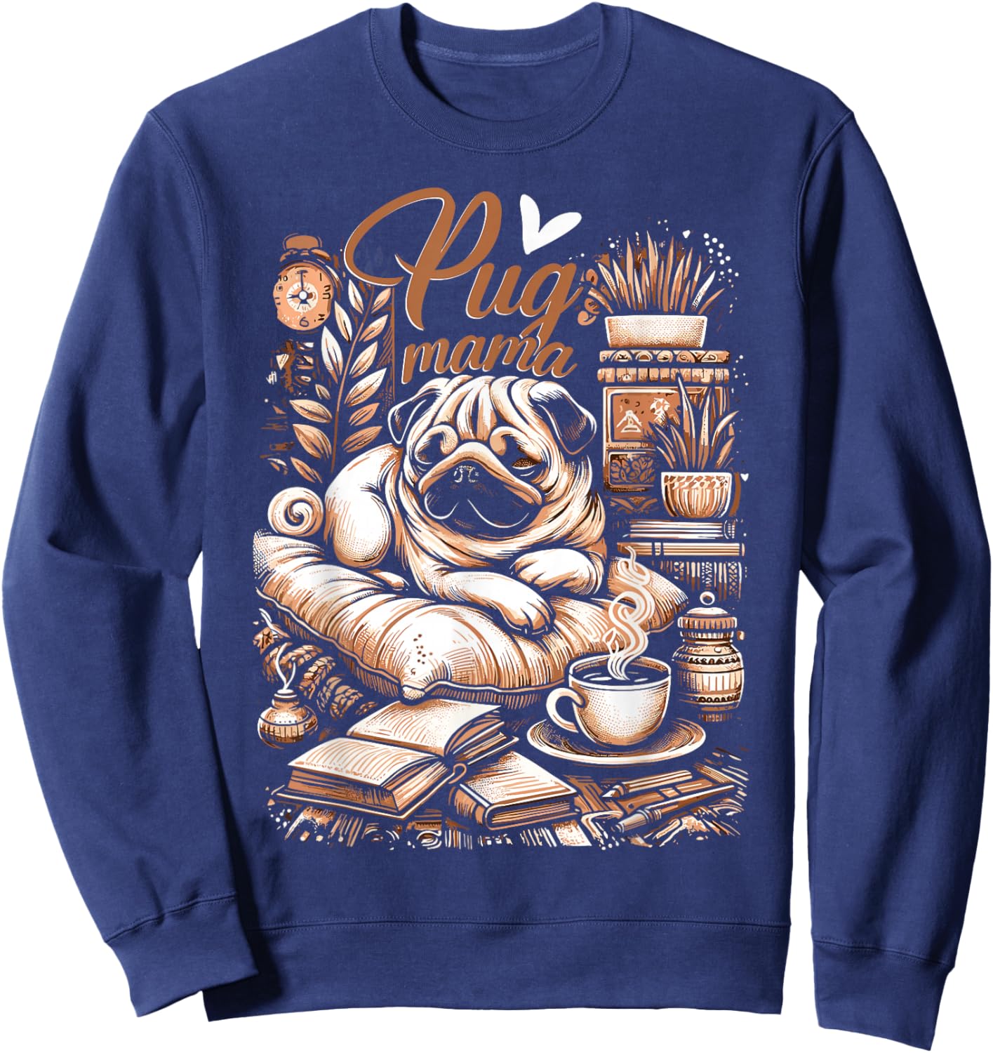 Pug Mama Pug Mom Puppy Sweatshirt - Sweatshirt | Navy