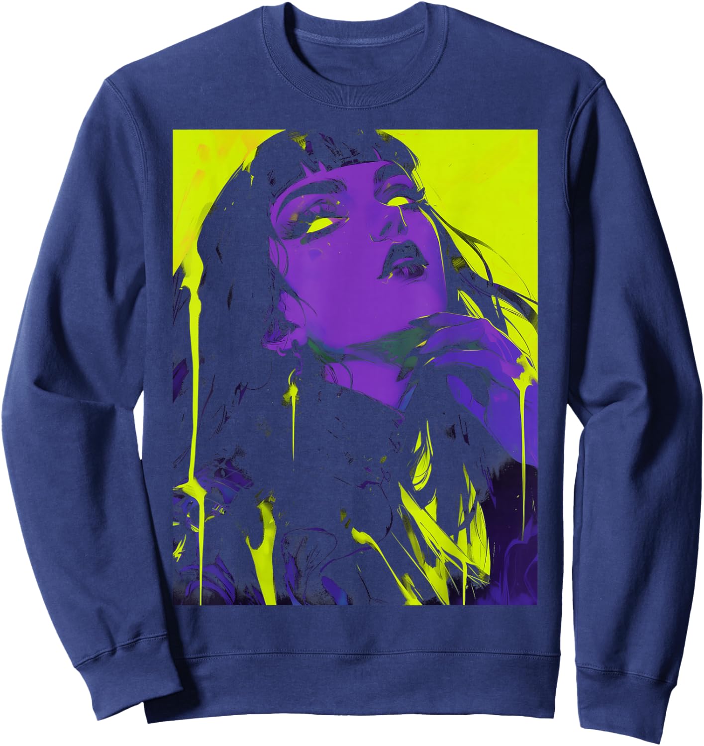 Cybergoth Cybercore Grunge Punk Goth Girl Alt Anime Manga Sweatshirt - Sweatshirt | Navy