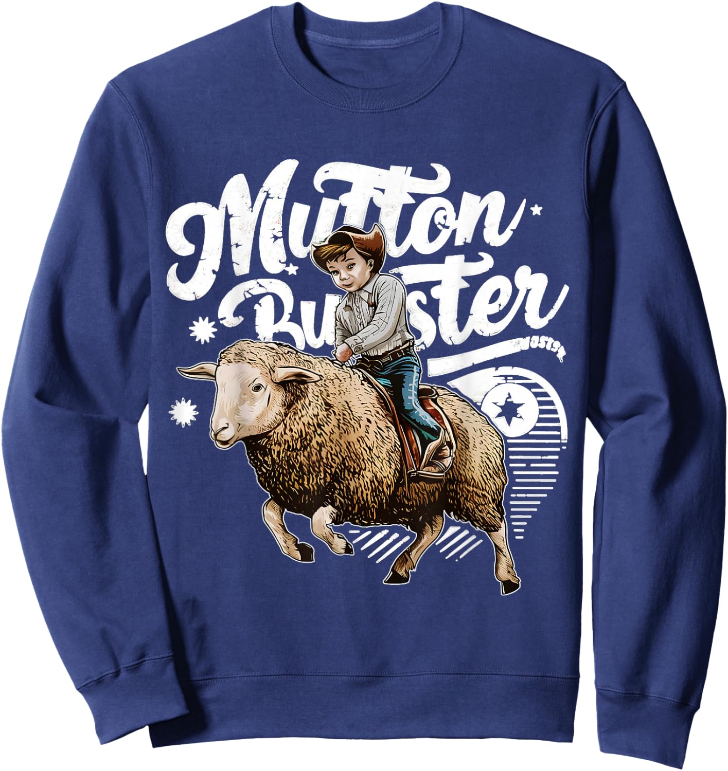 Mutton Buster Mutton Busting Sheep Riding Texas Rodeo Kids Sweatshirt - Sweatshirt | Navy