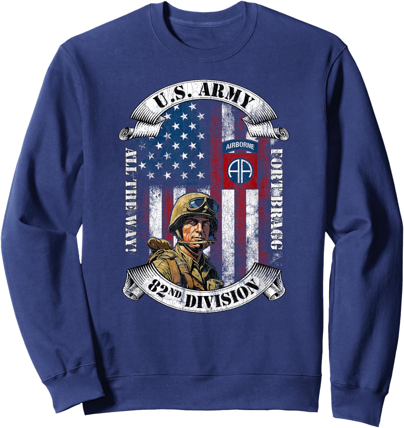 Fort Bragg Death From Above 82nd Airborne Paratrooper Gifts Sweatshirt - Sweatshirt | Navy