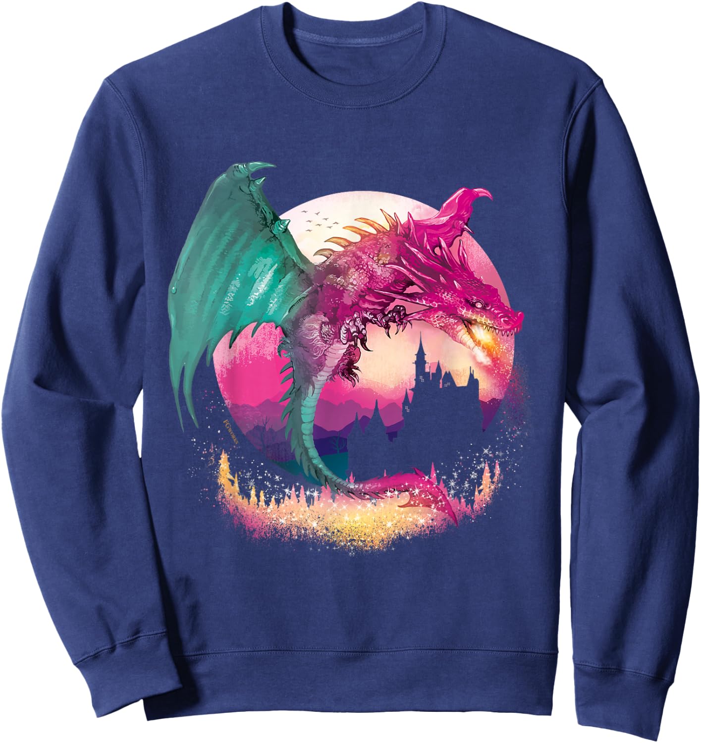 Fire Dragon With Fantasy Background Kids and Teens Sweatshirt - Sweatshirt | Navy
