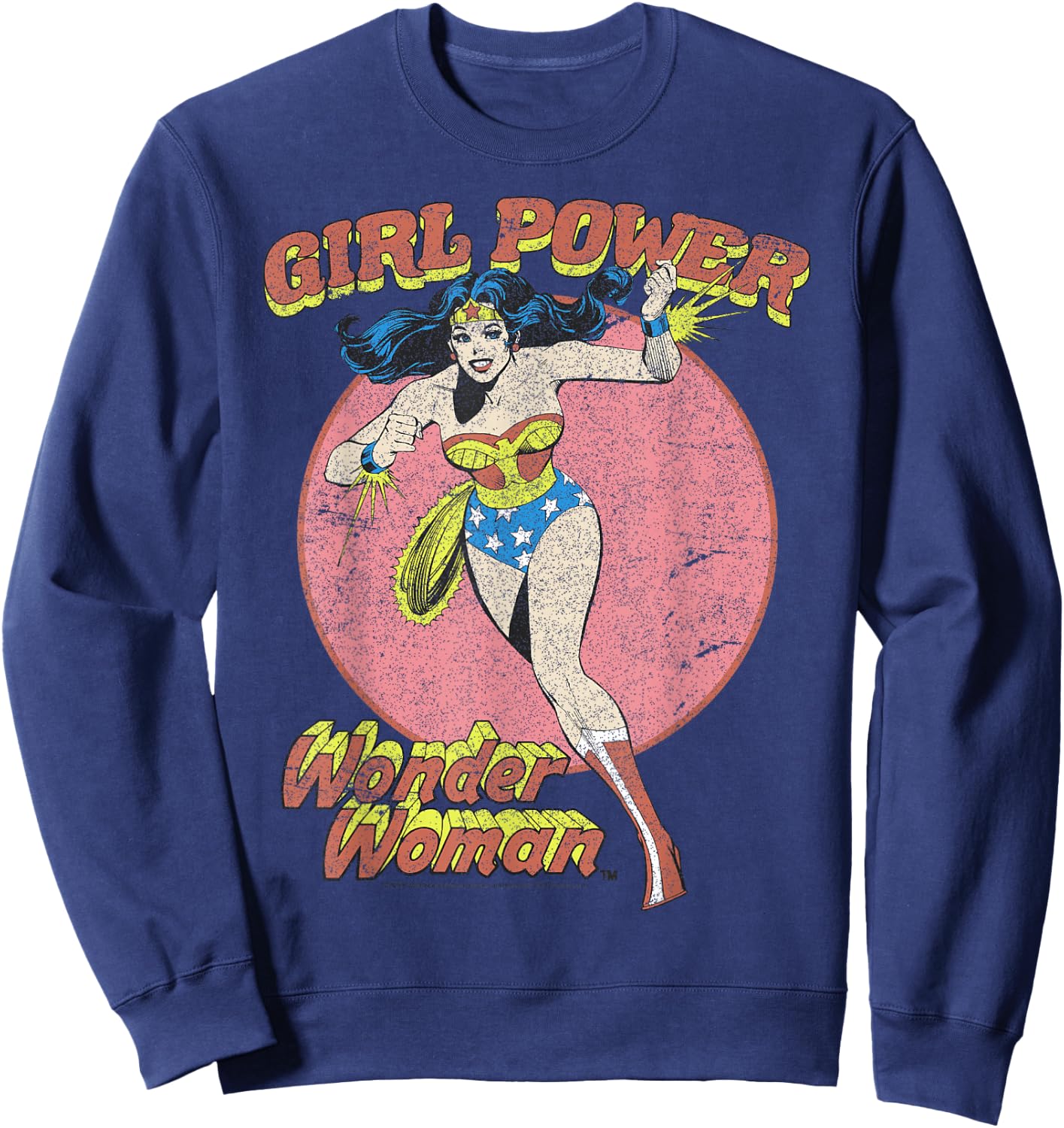 DC Comics Wonder Woman Running Girl Power Text Poster Sweatshirt - Sweatshirt | Navy